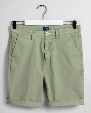 REGULAR FIT SUNFADED SHORTS-OIL GREEN