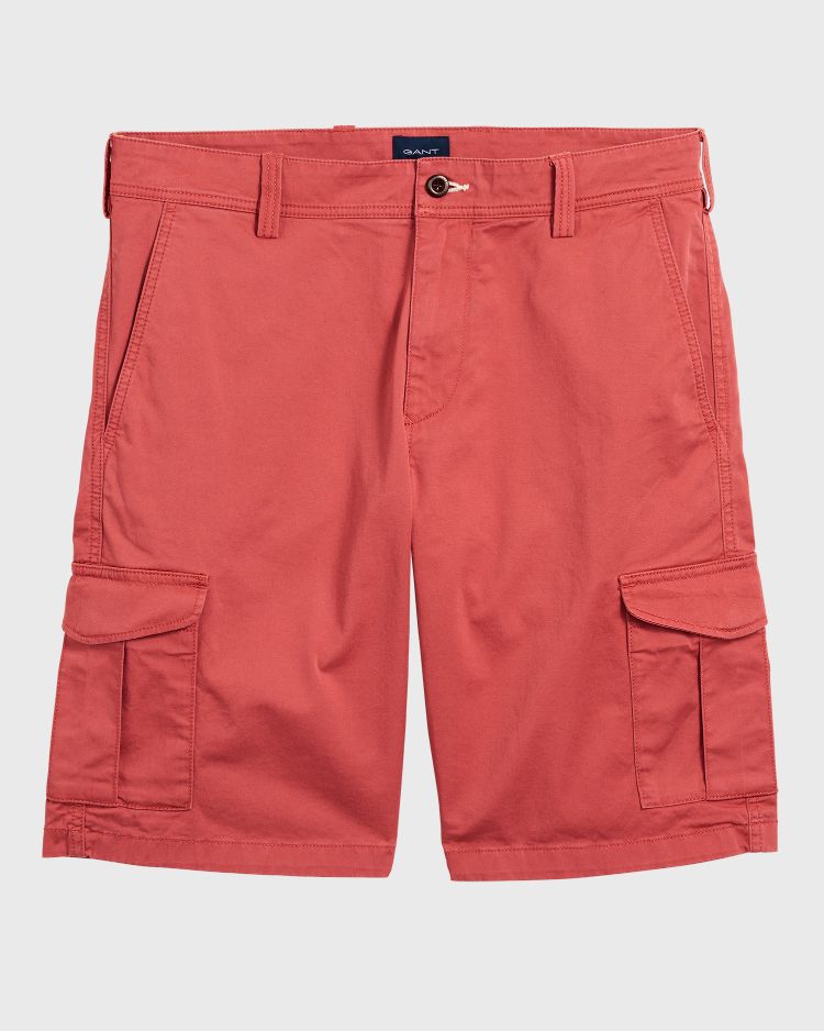 O1. RELAXED TWILL UTILITY SHORTS -MINERAL RED