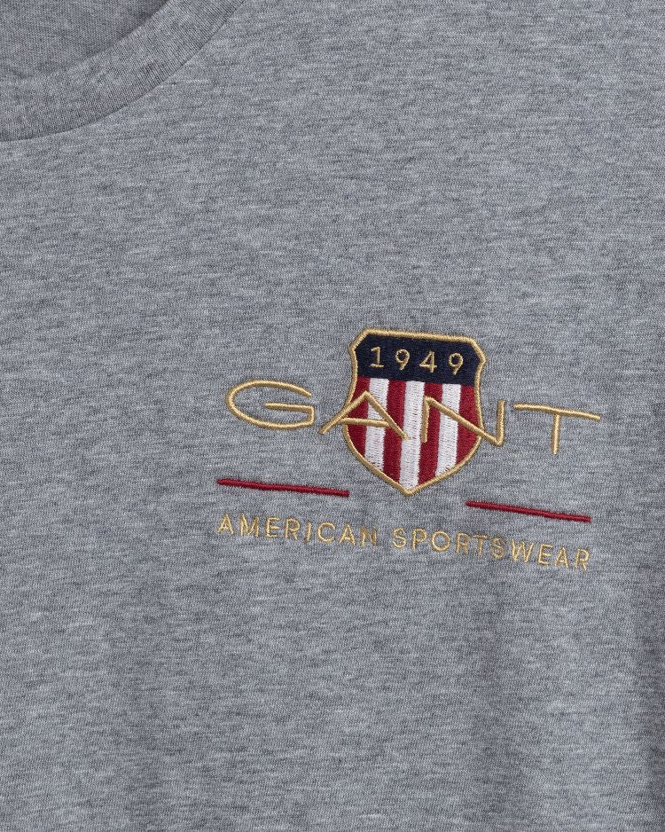 ARCHIVE SHIELD EMB SS T-SHIRT-GREY MELANGE