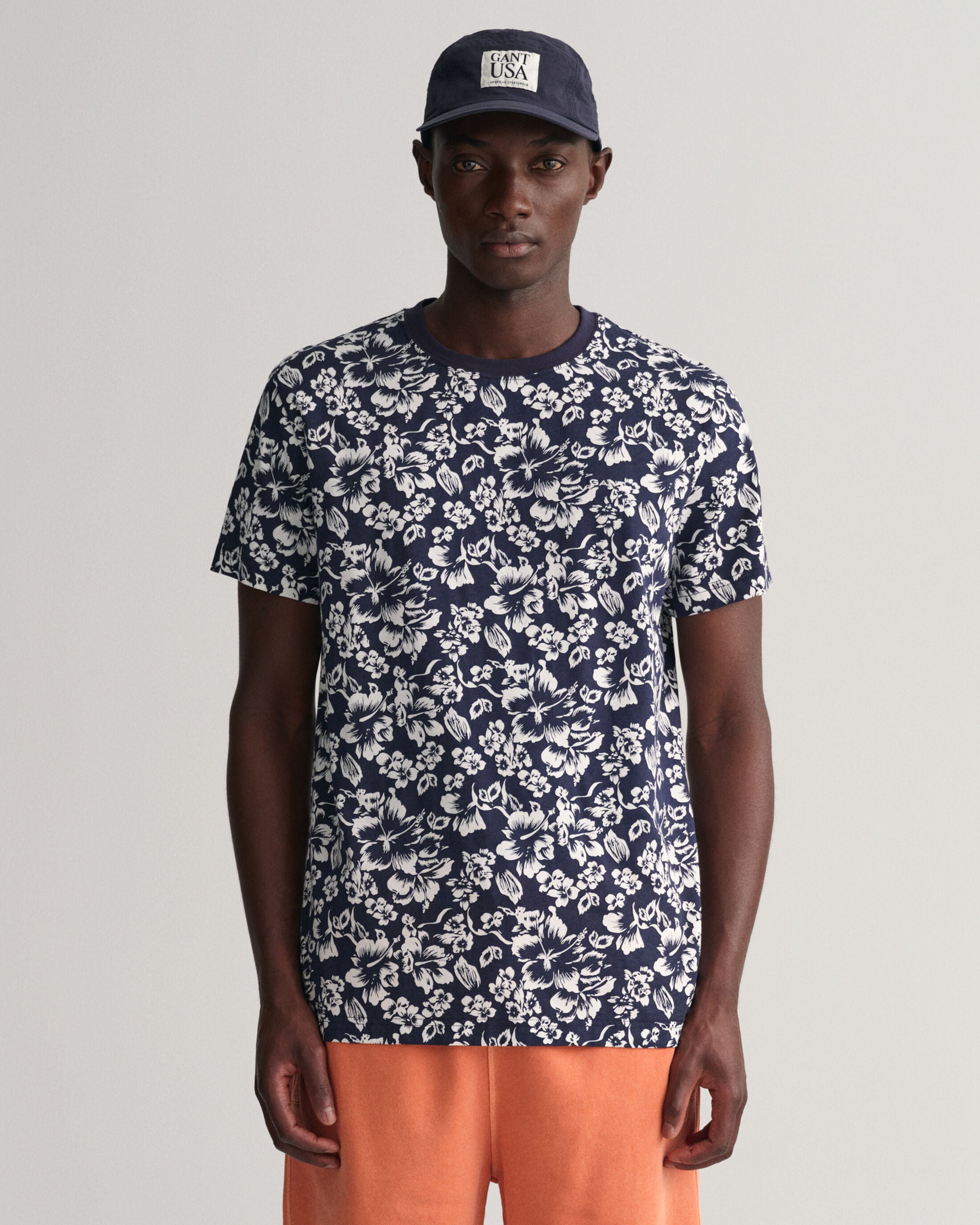 FLORAL PRINT T-SHIRT-EVENING BLUE