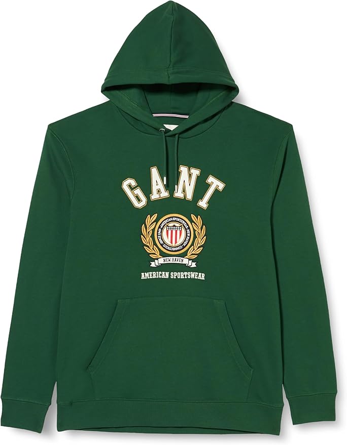 CREST SWEAT HOODIE-FOREST GREEN