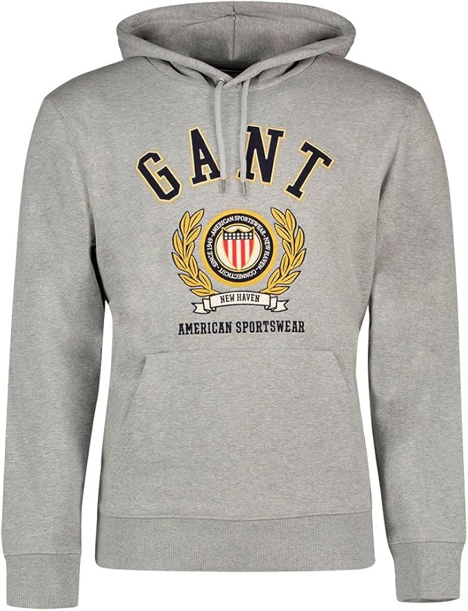 CREST SWEAT HOODIE-GREY MELANGE