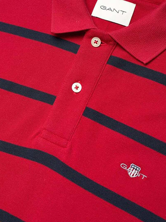 STRIPED POLO-RUBY RED