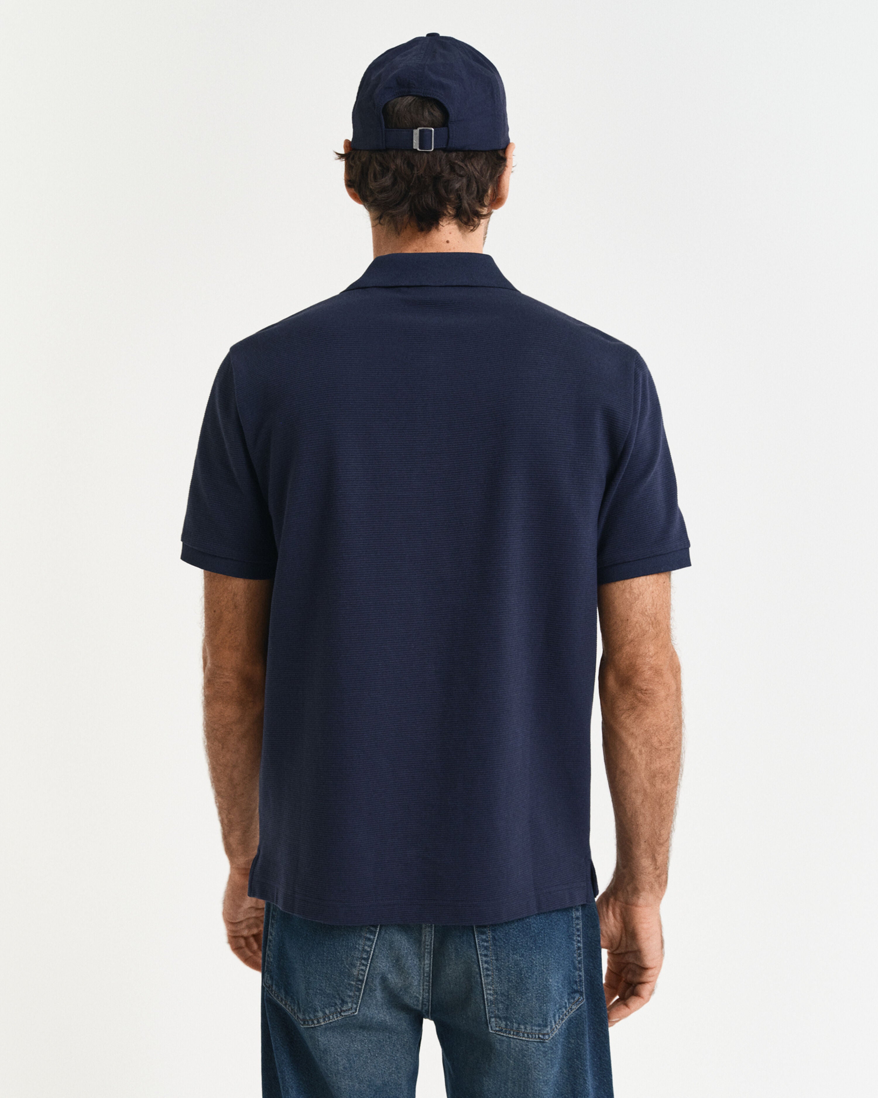 TEXTURED POLO-EVENING BLUE