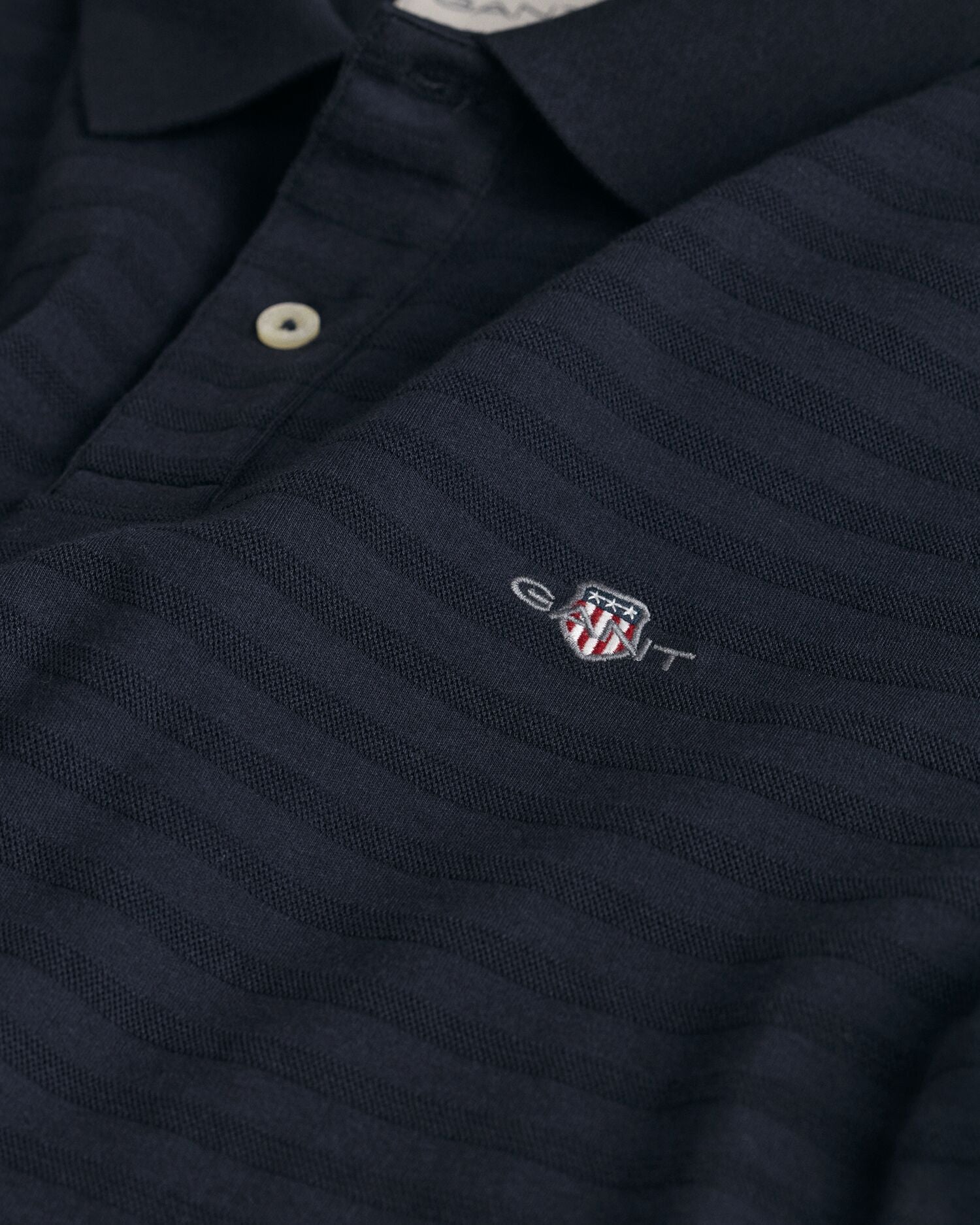 TEXTURE STRIPE POLO-EVENING BLUE