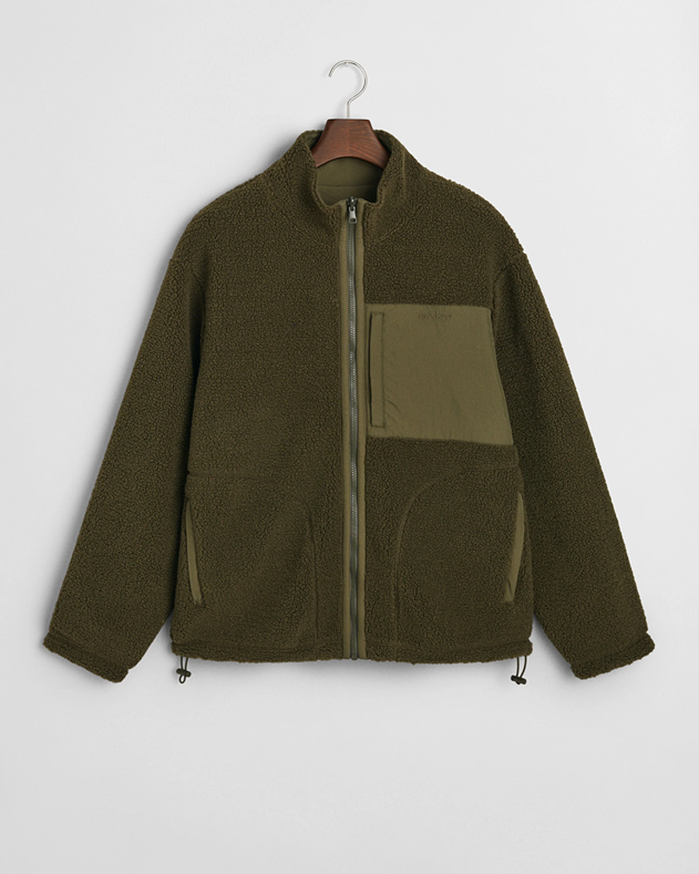 REVERSIBLE FULL ZIP FLEECE-RACING GREEN