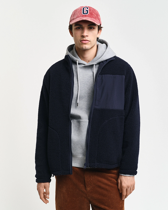 REVERSIBLE FULL ZIP FLEECE-EVENING BLUE