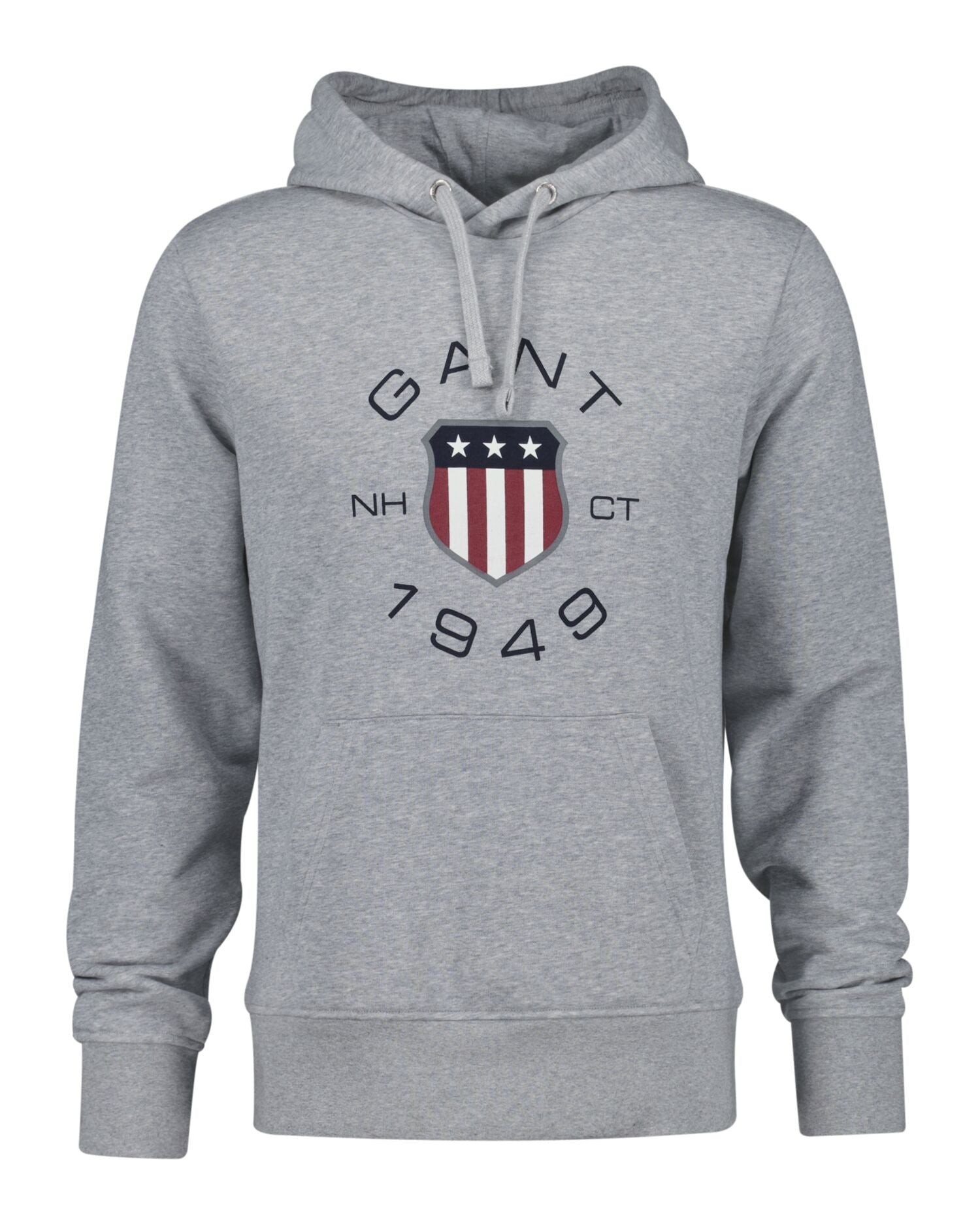 PRINT SWEAT HOODIE-GREY MELANGE