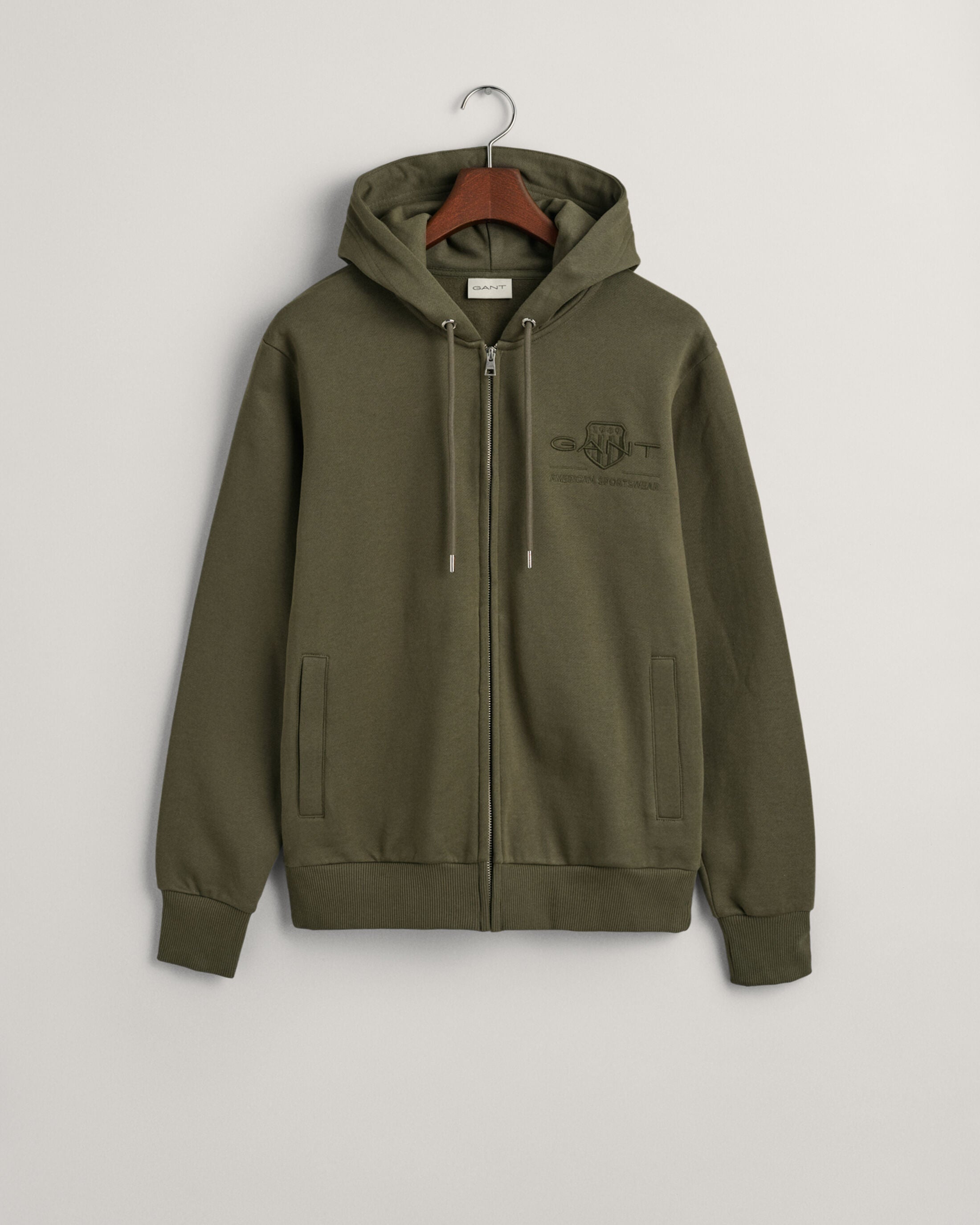 REG TONAL SHIELD FULL ZIP HOODIE-RACING GREEN