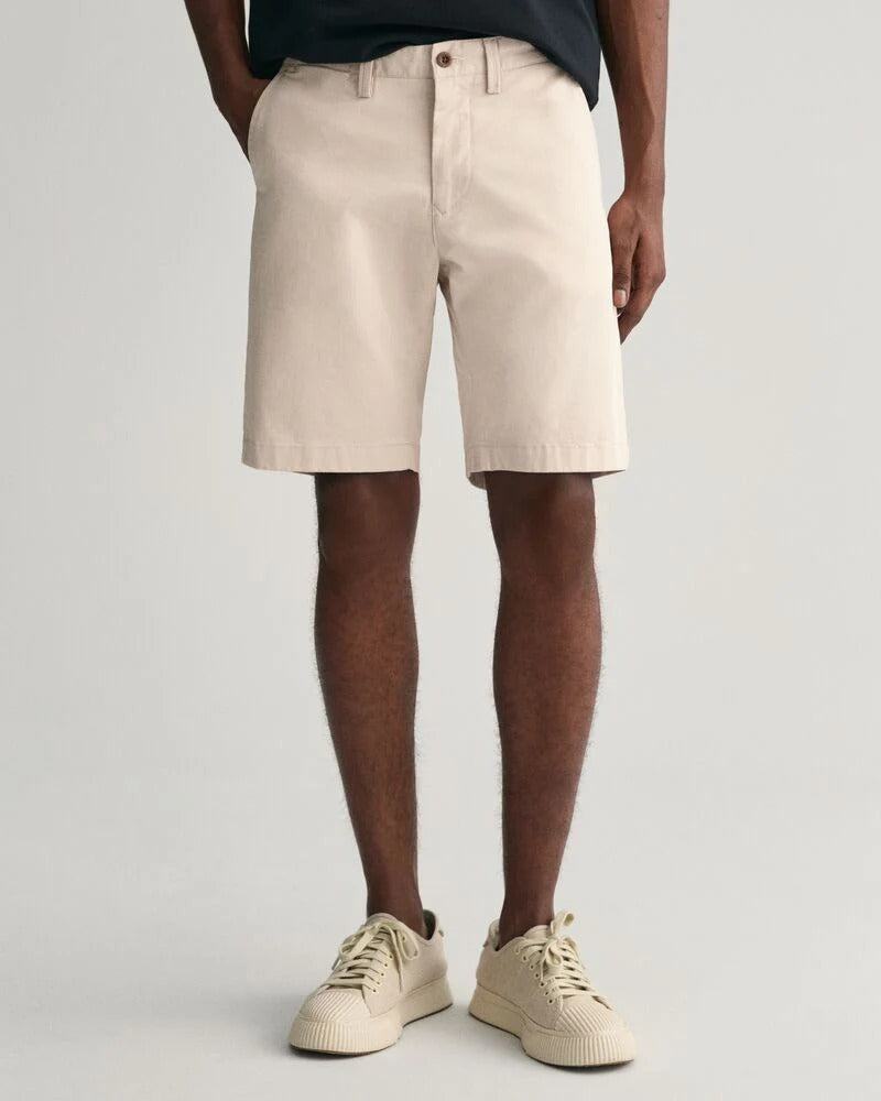 SLIM TWILL SHORTS-PUTTY