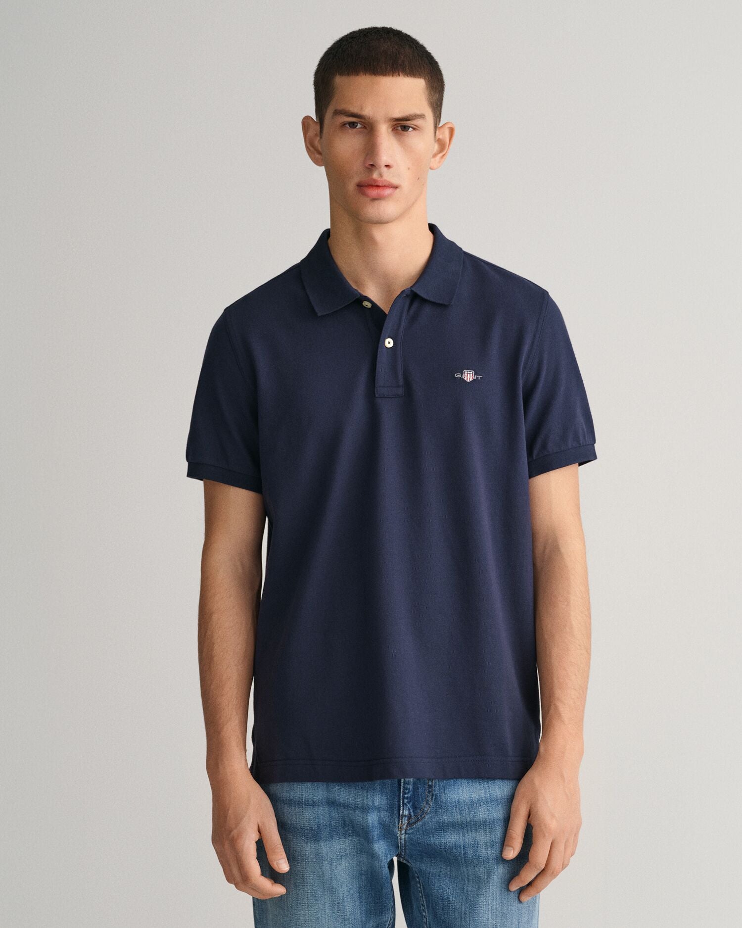 REG SHIELD SS PIQUE POLO-EVENING BLUE