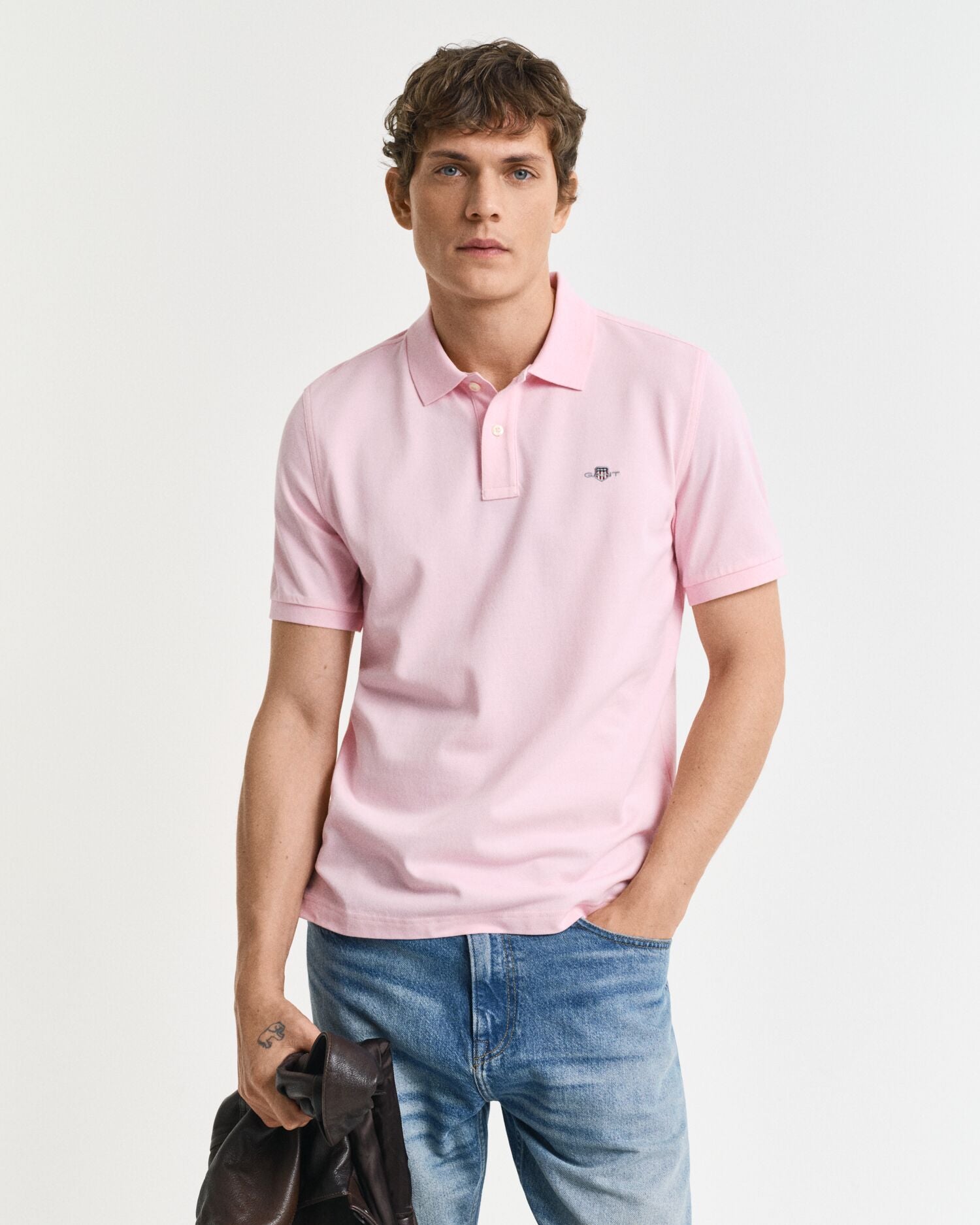 REG SHIELD SS PIQUE POLO-CALIFORNIA PINK