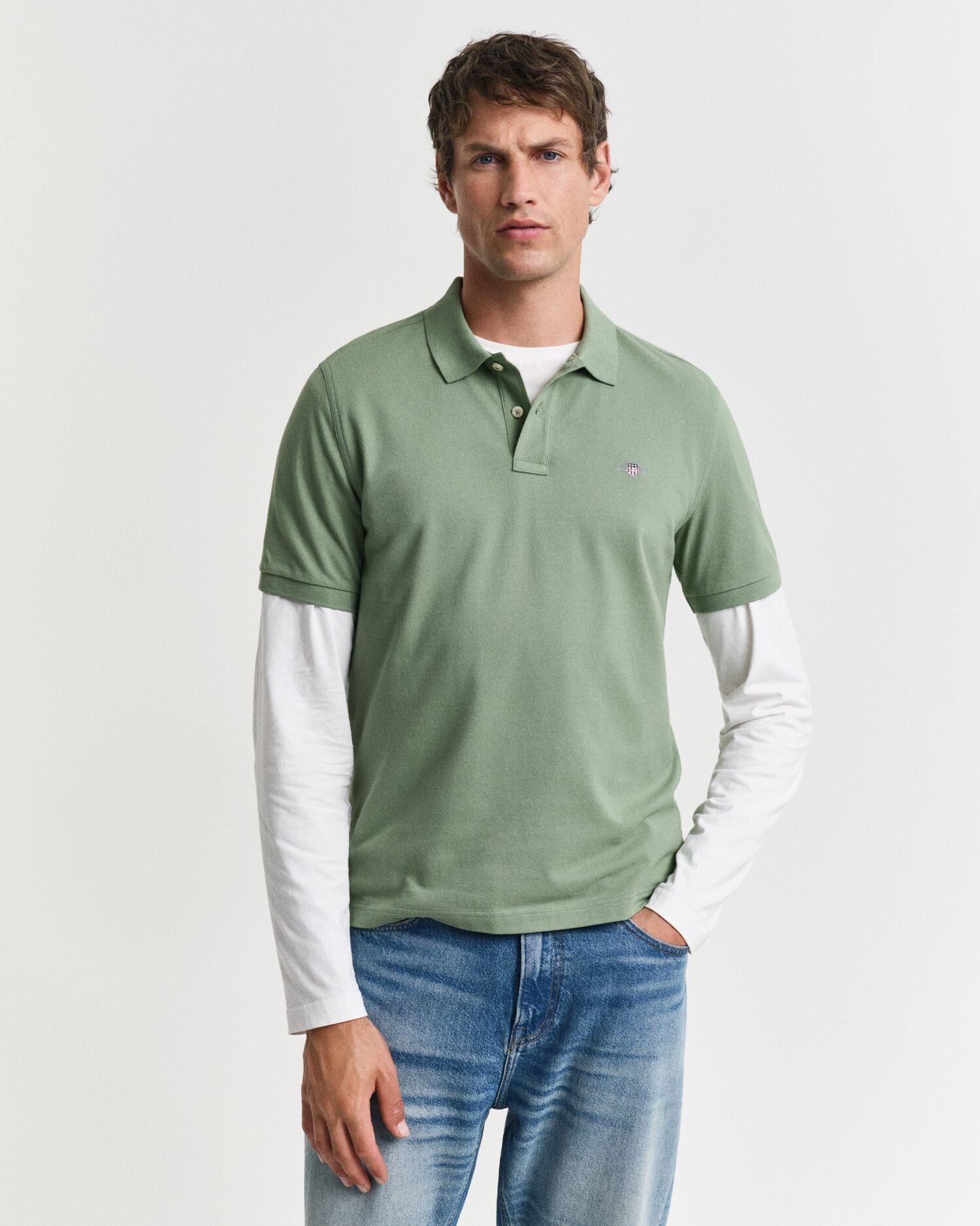 REG SHIELD SS PIQUE POLO-KALAMATA GREEN