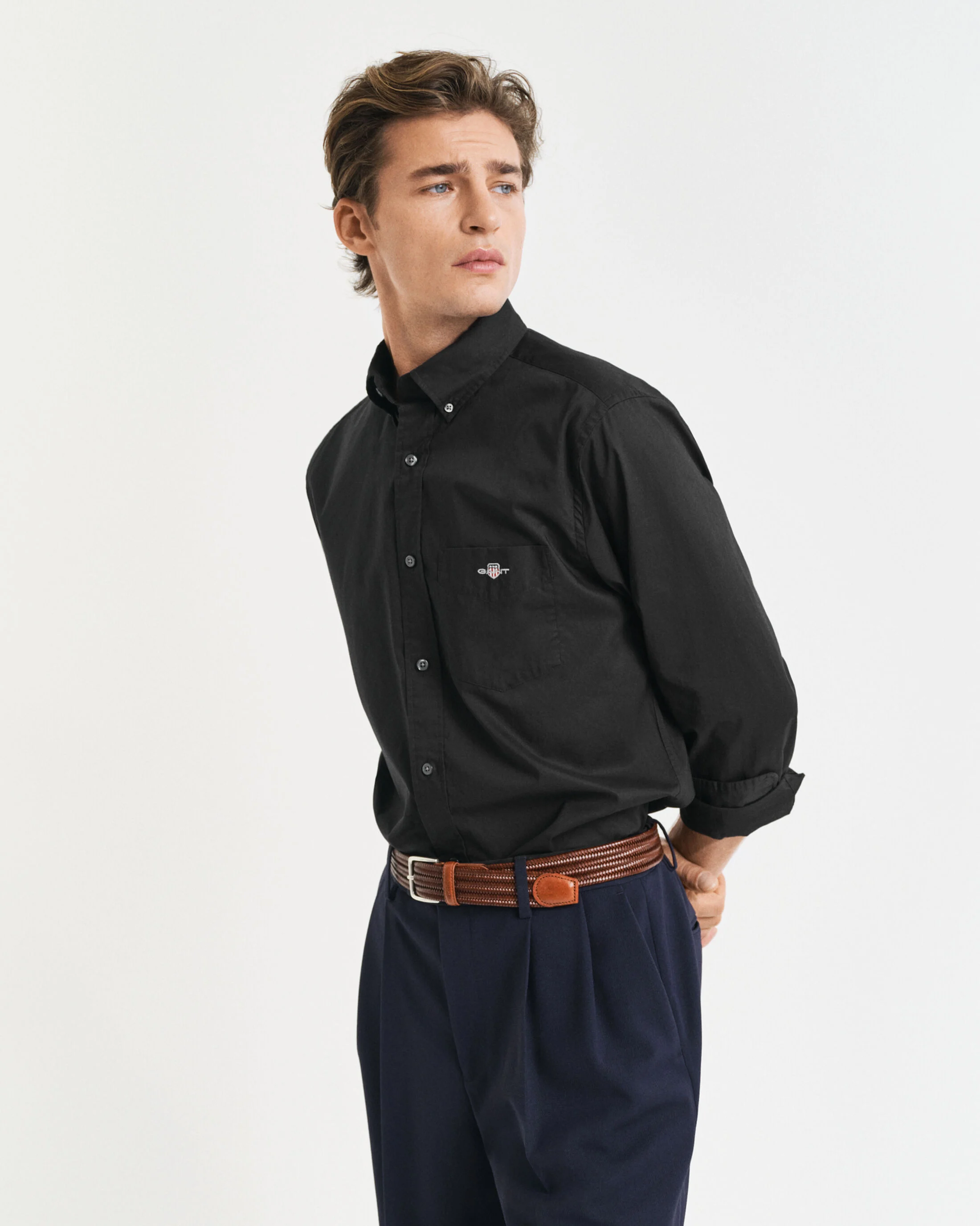 REG CLASSIC POPLIN SHIRT-BLACK