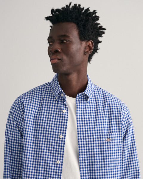 REG CLASSIC POPLIN GINGHAM SHIRT-COLLEGE BLUE