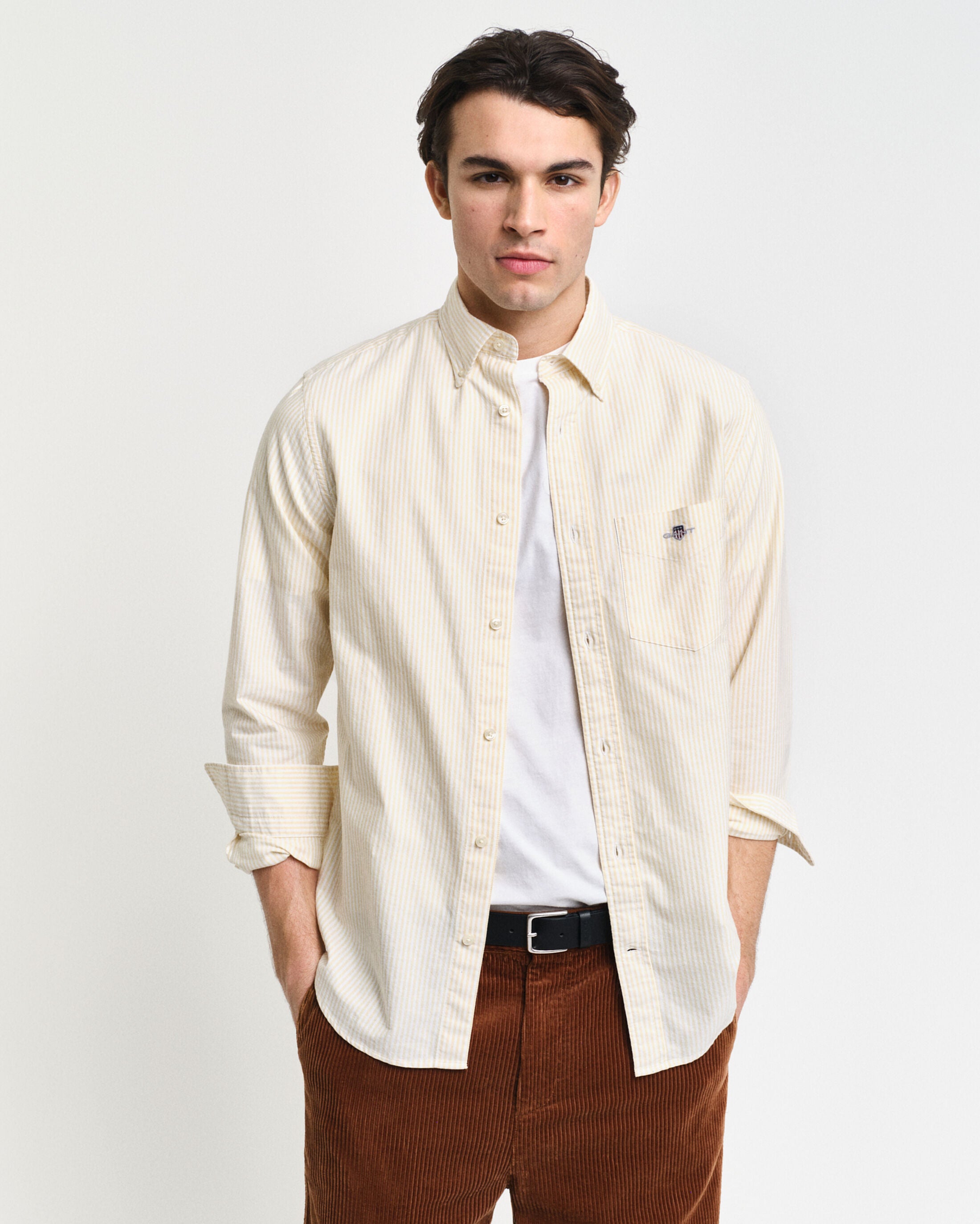 REG OXFORD BANKER STRIPE SHIRT-DESERT