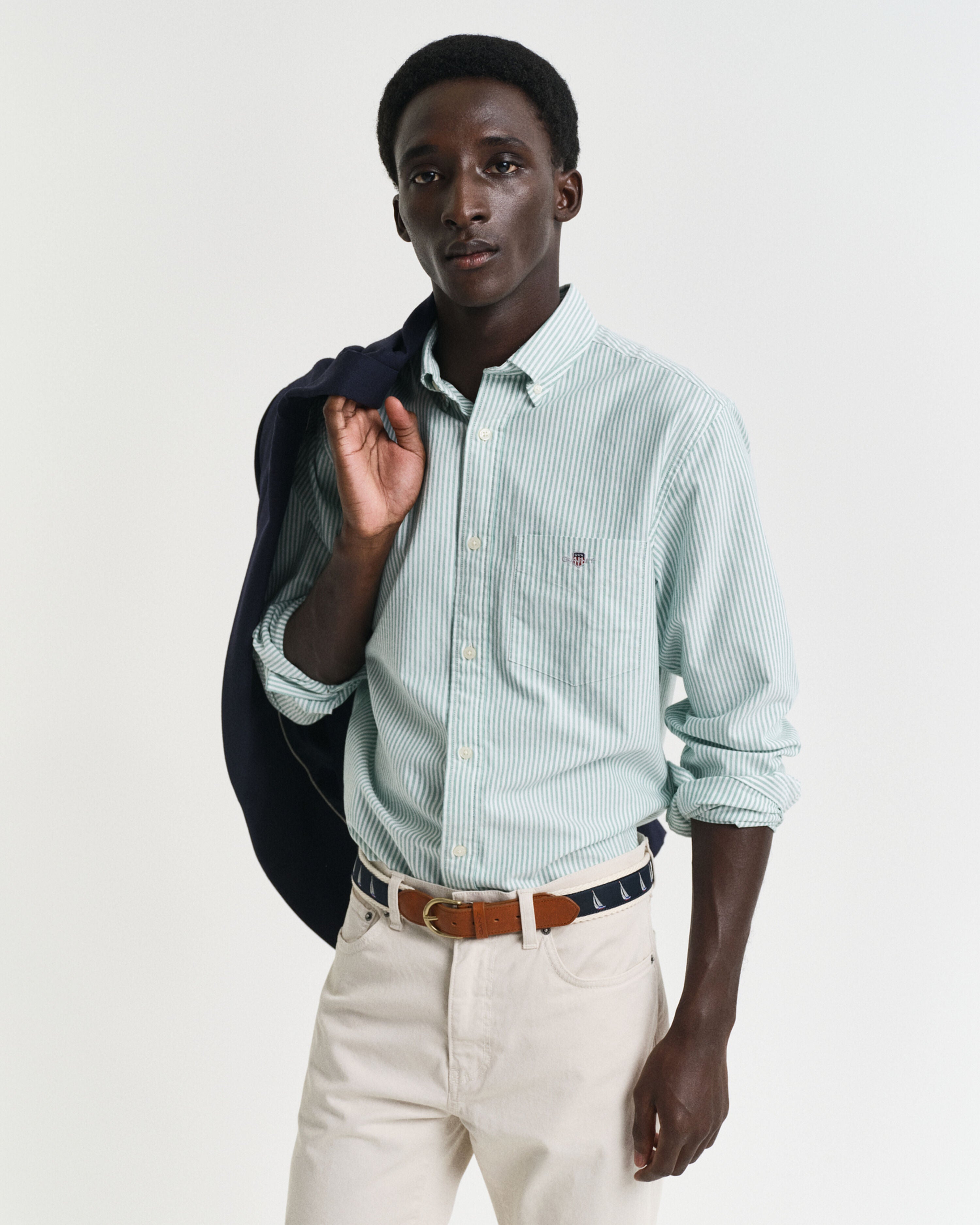 REG OXFORD BANKER STRIPE SHIRT-BRIGHT GREEN