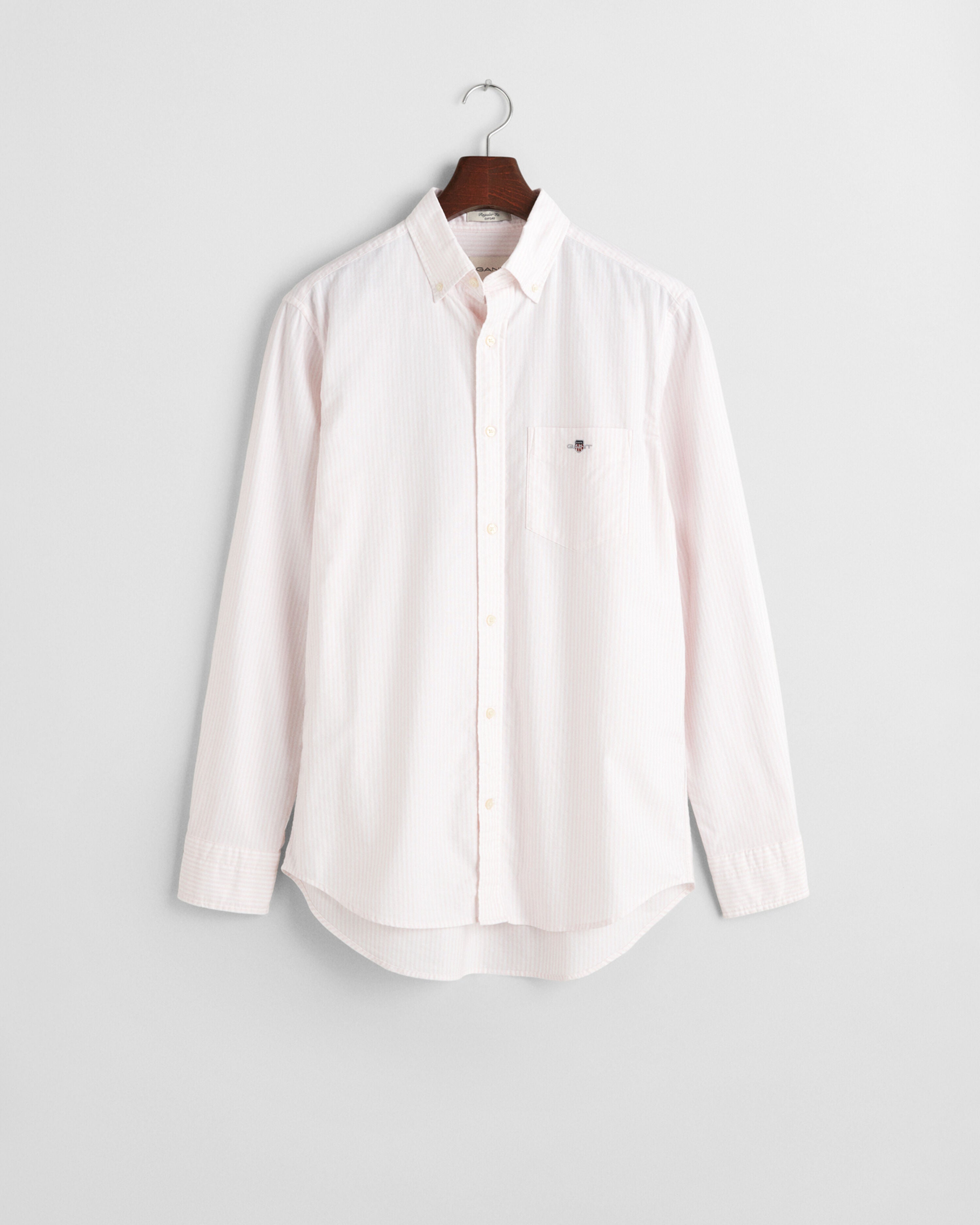 REG OXFORD BANKER STRIPE SHIRT-LIGHT PINK