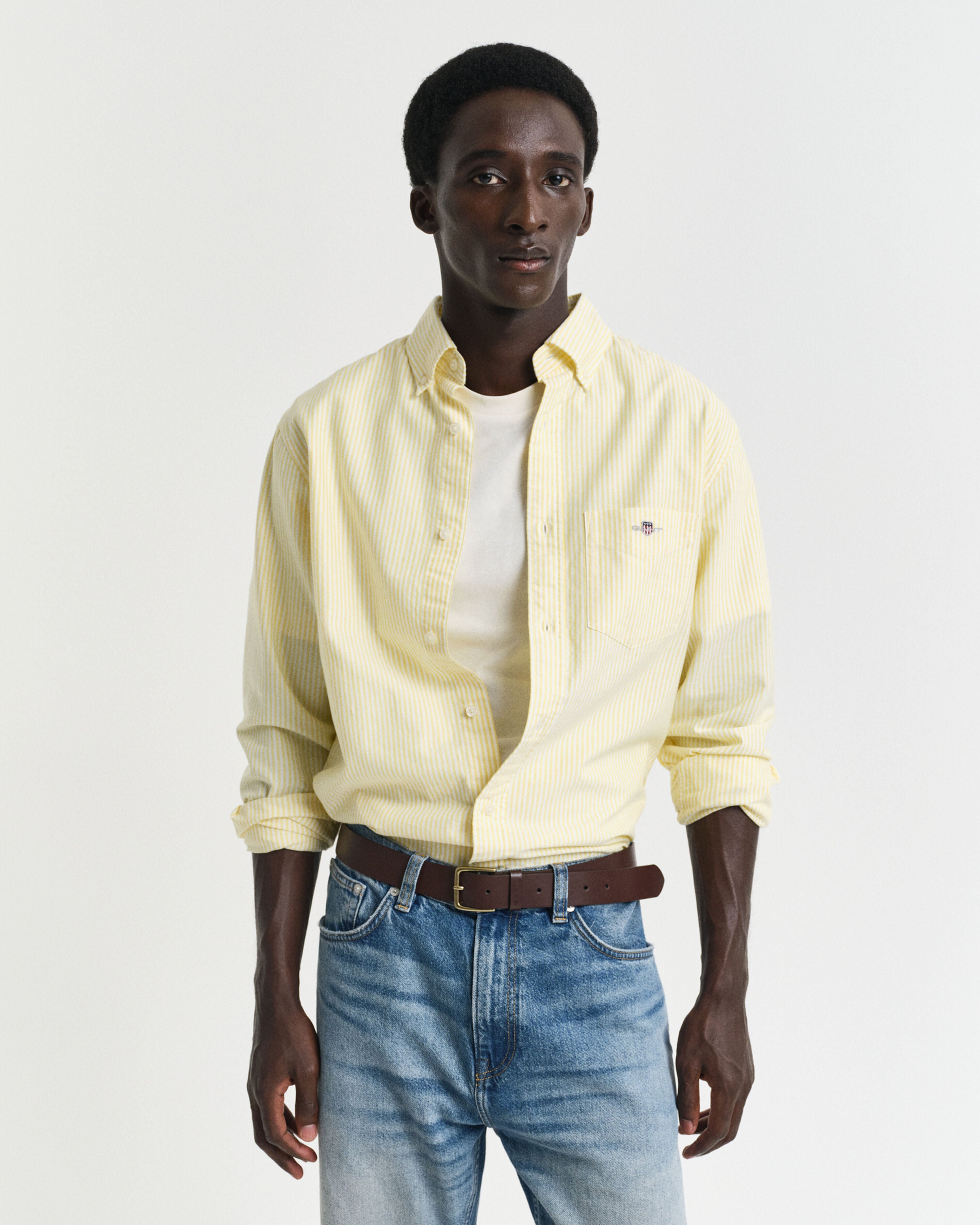 REG OXFORD BANKER STRIPE SHIRT-BANANA YELLOW