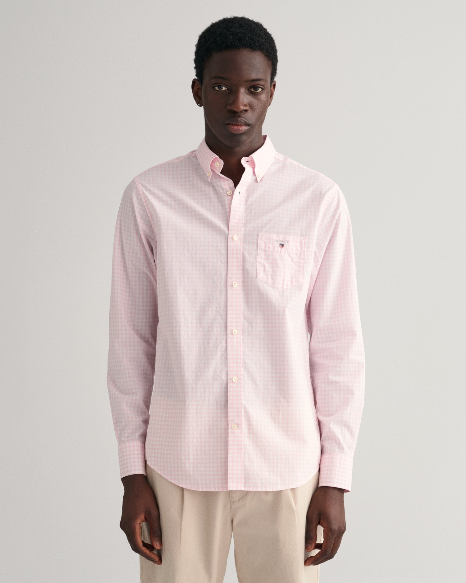 THE BROADCLOTH GINGHAM REG BD -CALIFORNIA PINK