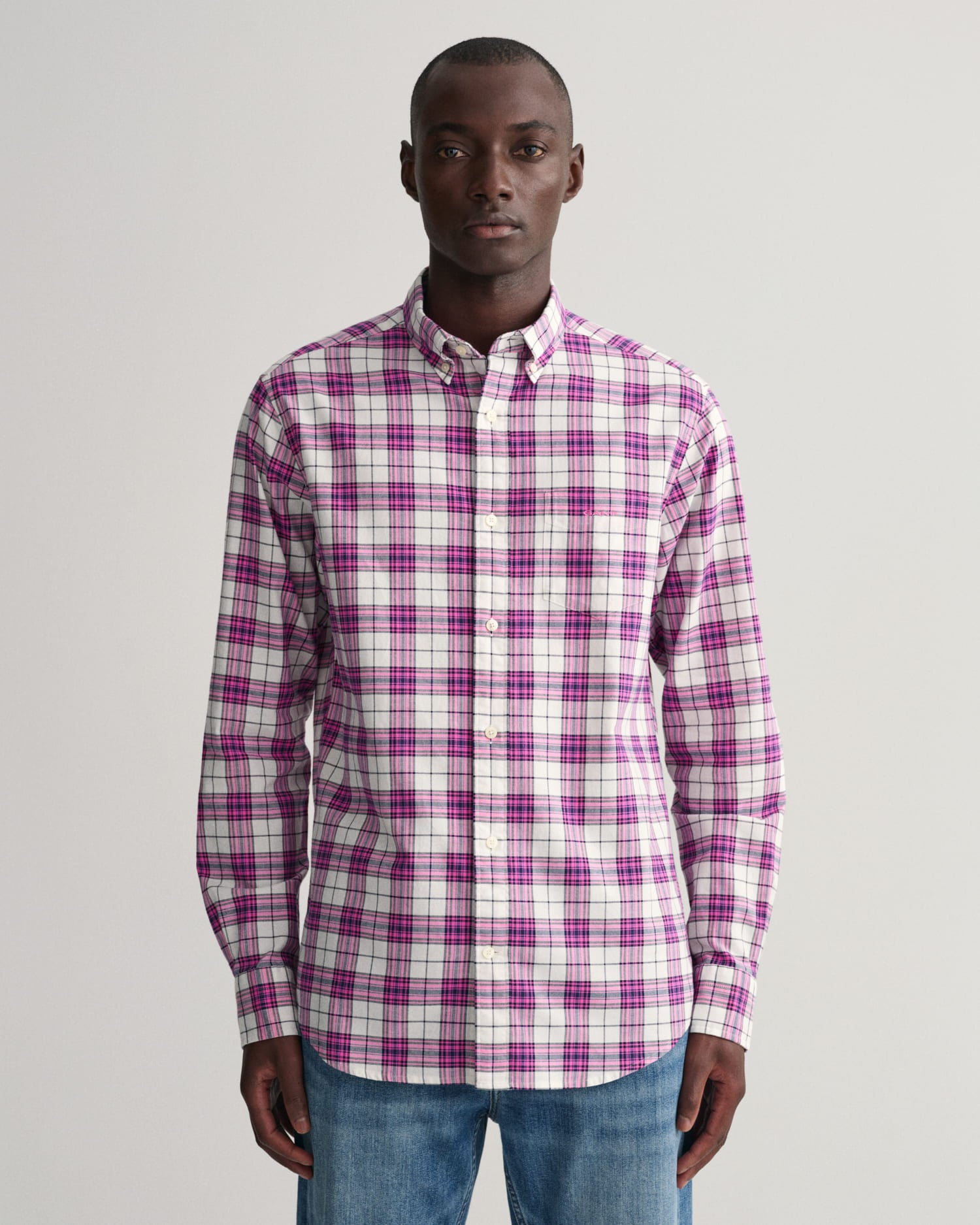 REG OXFORD CHECK SHIRT-PERKY PINK