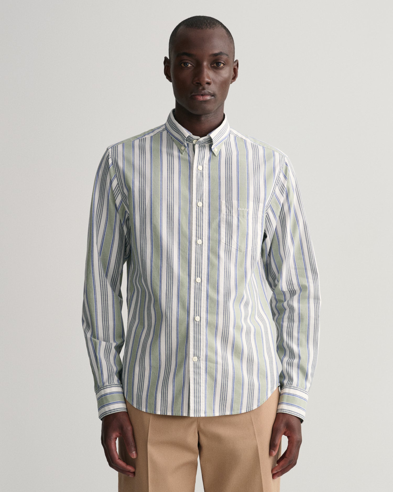 REG UT COLORFUL STRIPE SHIRT-KALAMATA GREEN
