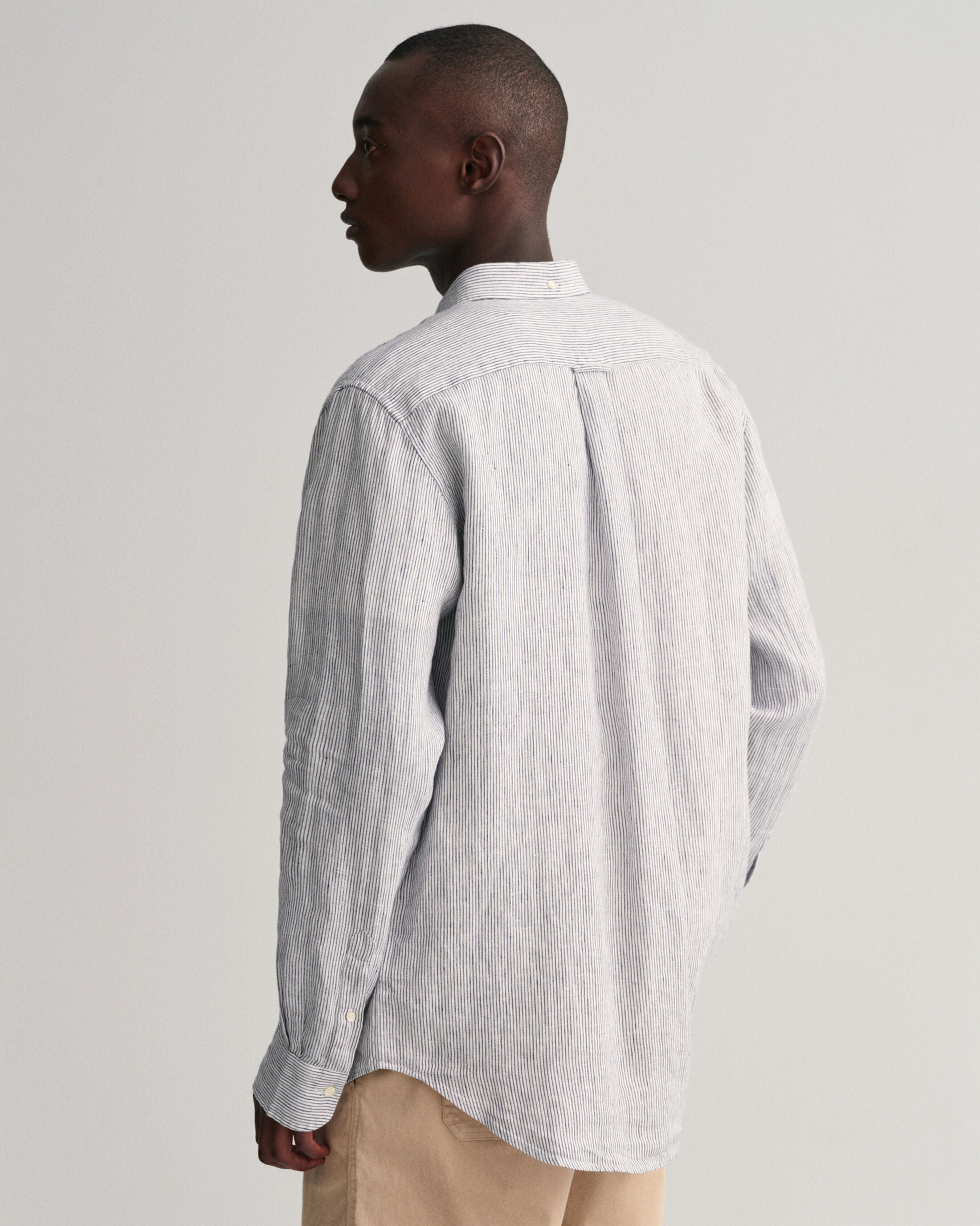 REG LINEN STRIPE SHIRT-WHITE