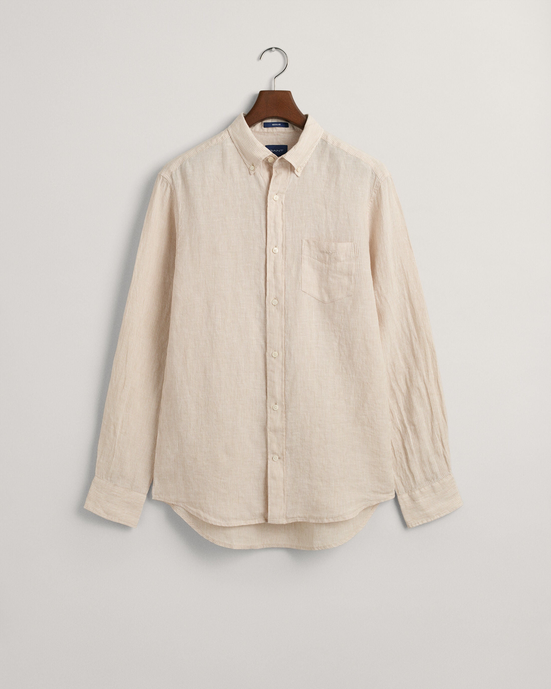 REG LINEN STRIPE SHIRT-DRY SAND