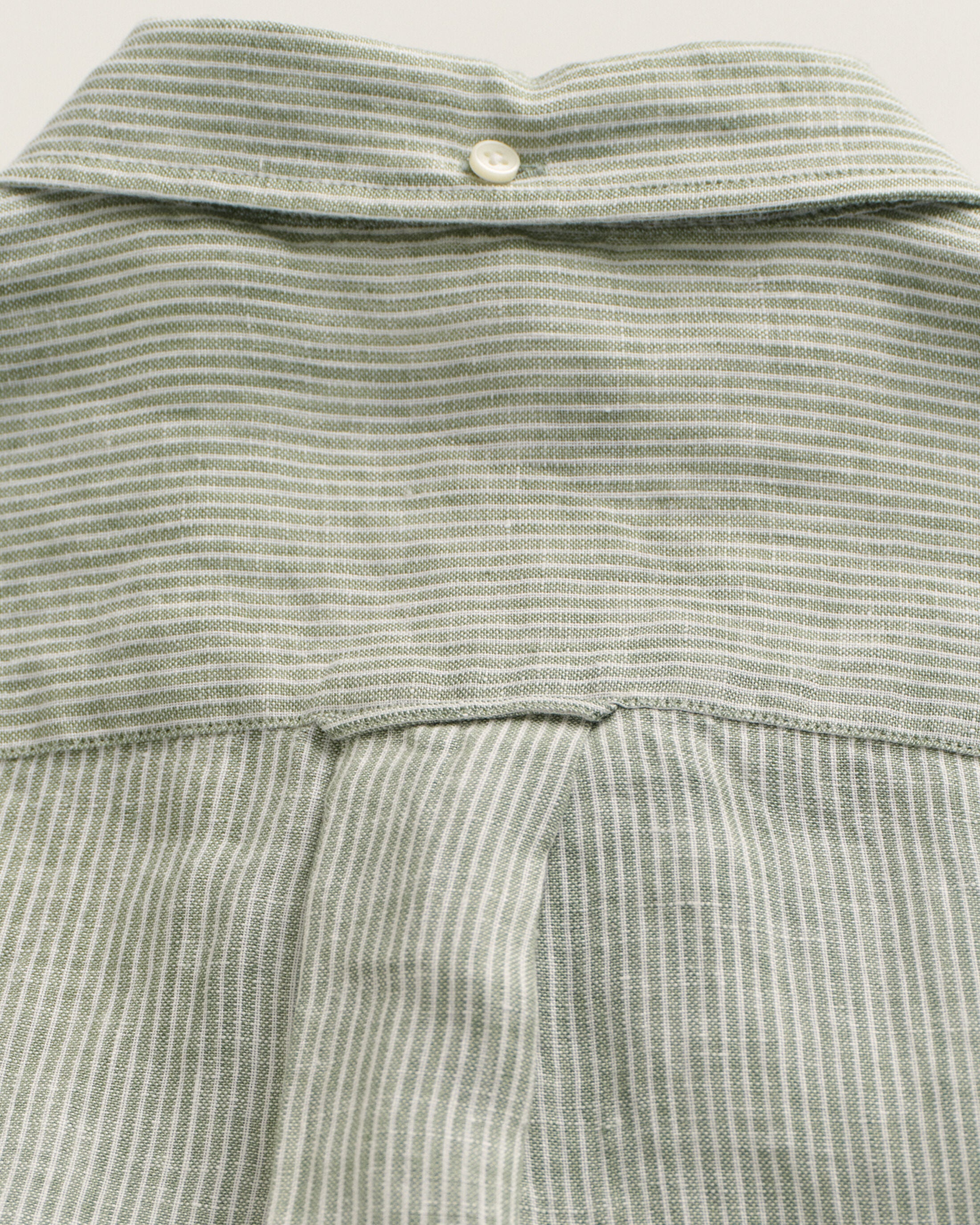 REG LINEN STRIPE SHIRT-KALAMATA GREEN