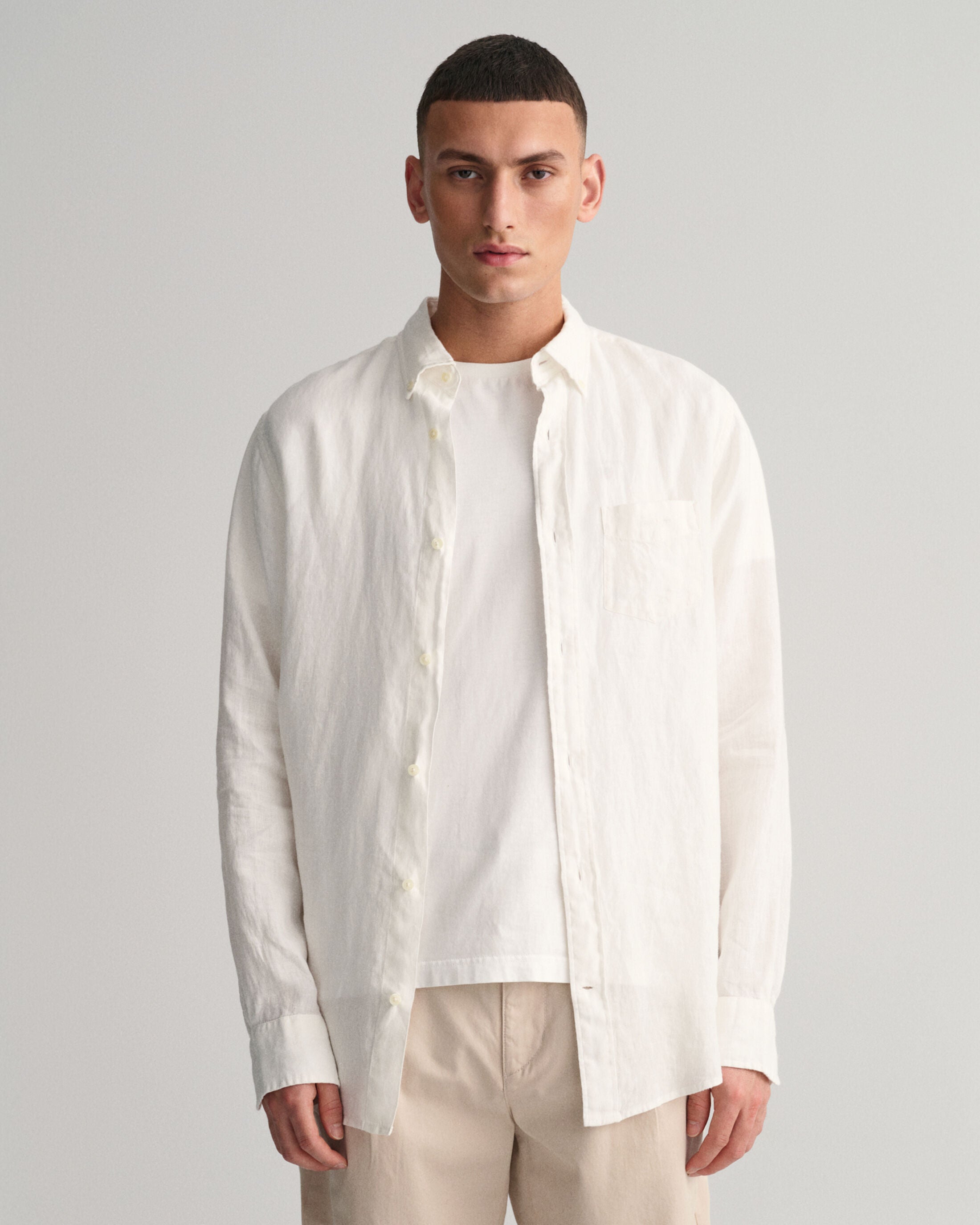 REG LINEN SHIRT-WHITE
