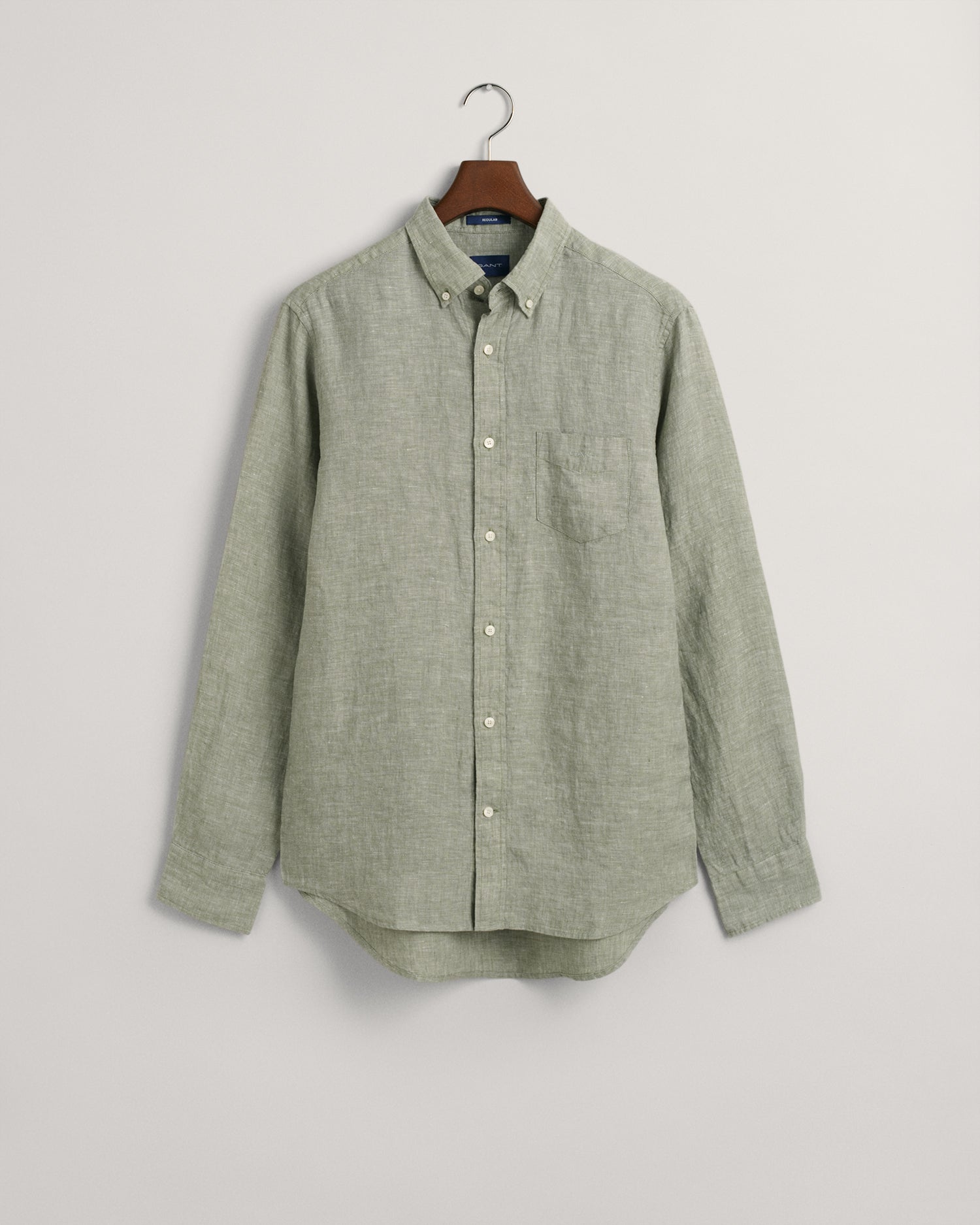 REG LINEN SHIRT-KALAMATA GREEN