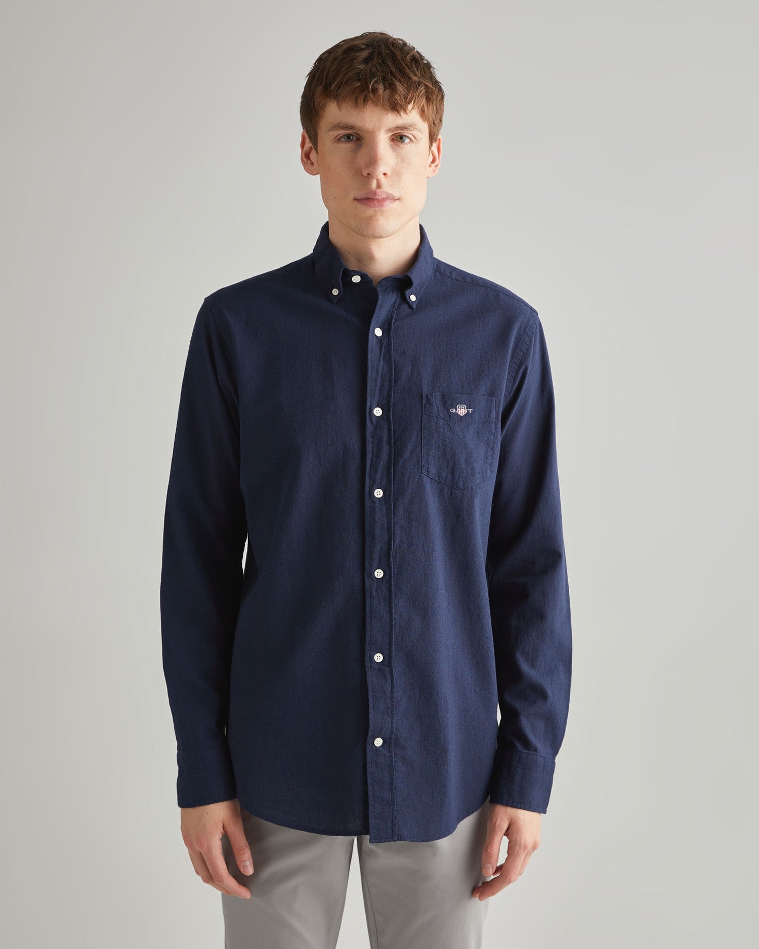 REG COTTON LINEN SHIRT-EVENING BLUE