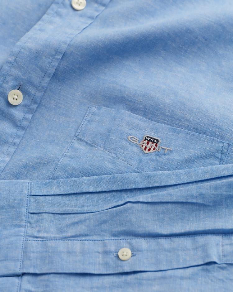 REG COTTON LINEN SHIRT-DAY BLUE
