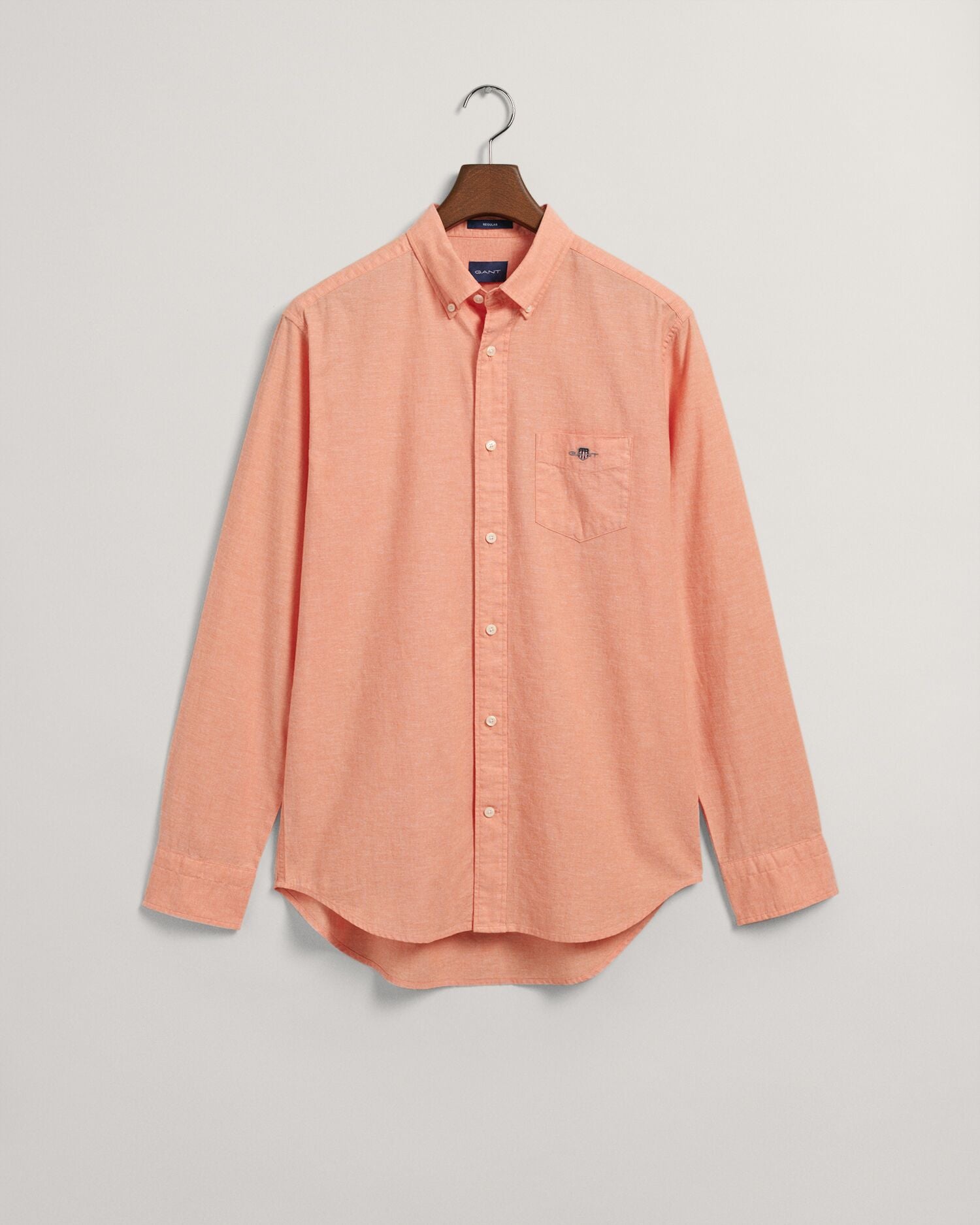 REG COTTON LINEN SHIRT-APRICOT ORANGE