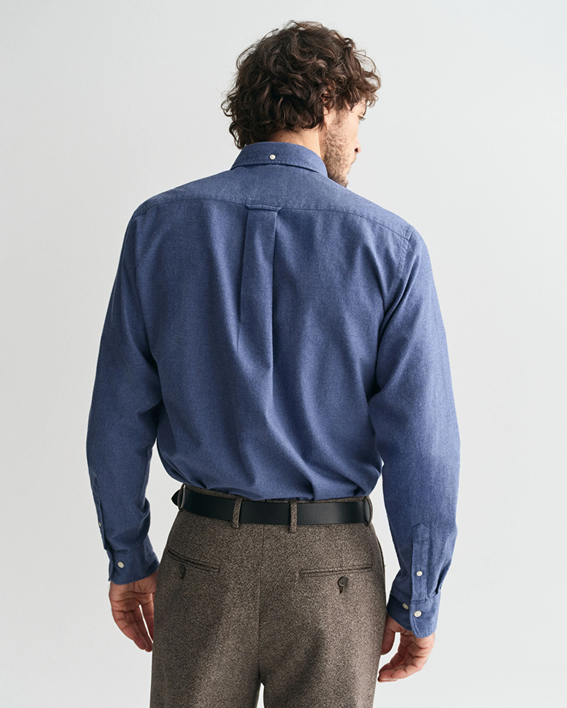 REG FLANNEL MELANGE SHIRT-MIDNIGHT SKY