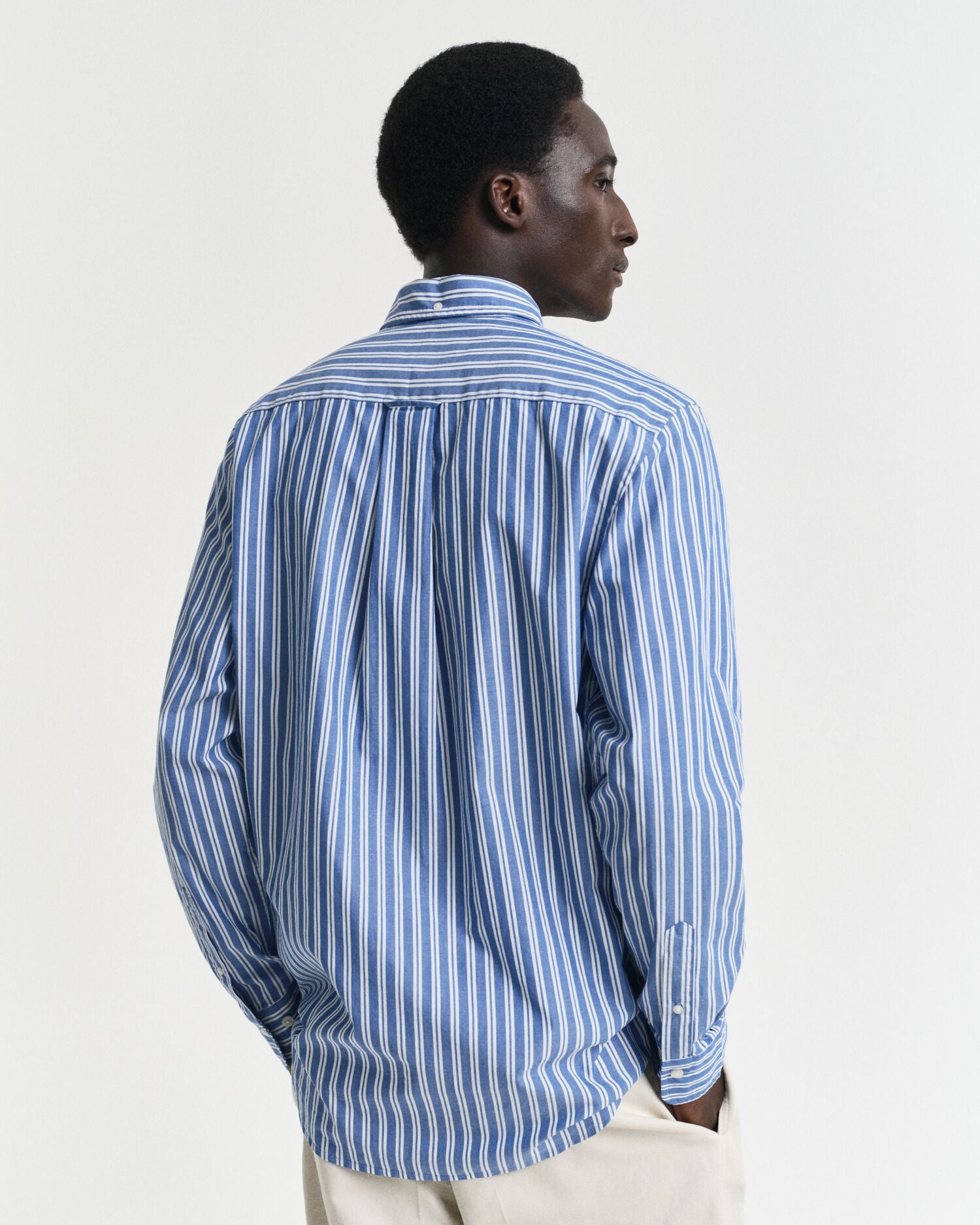 REG CLASSIC POPLIN STRIPE SHIRT-BLUE