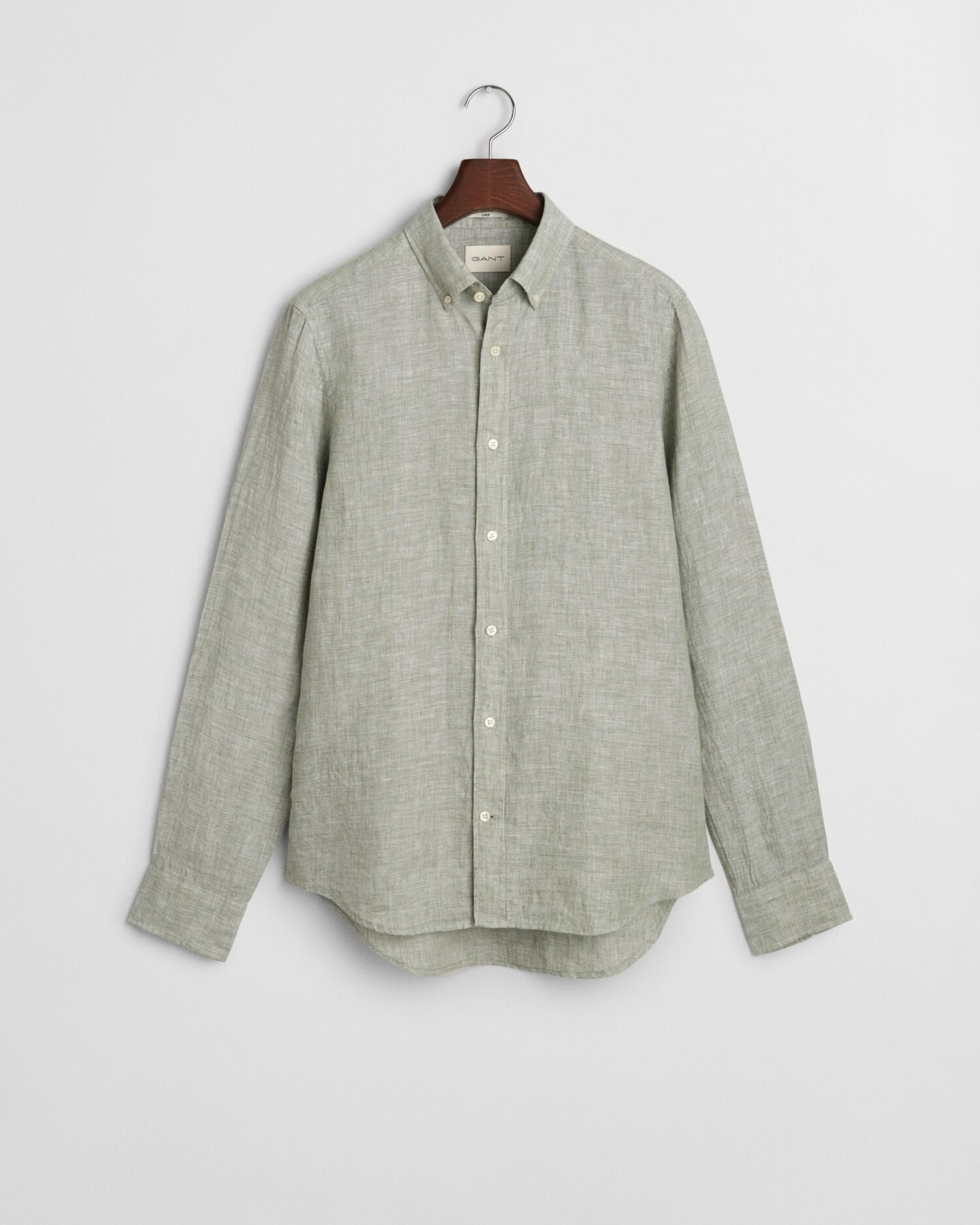 SLIM LINEN SHIRT-KALAMATA GREEN