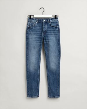 D2. HAYLE BUTTON FLY JEANS-SEMI LIGHT BLUE BROKEN IN