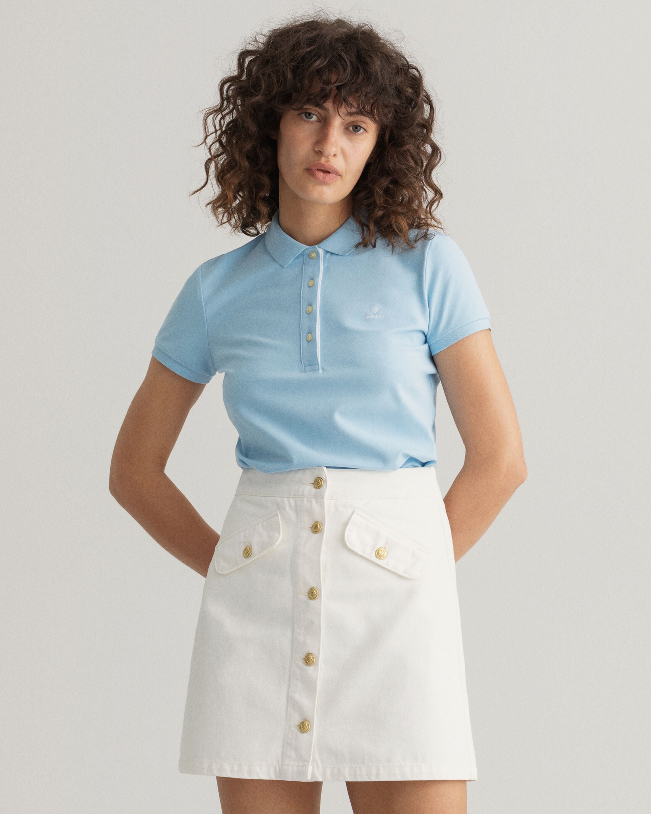 CONTRAST COLLAR SS PIQUE-CLEAR SKY