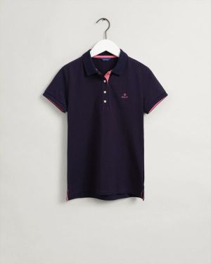 CONTRAST COLLAR SS PIQUE-EVENING BLUE