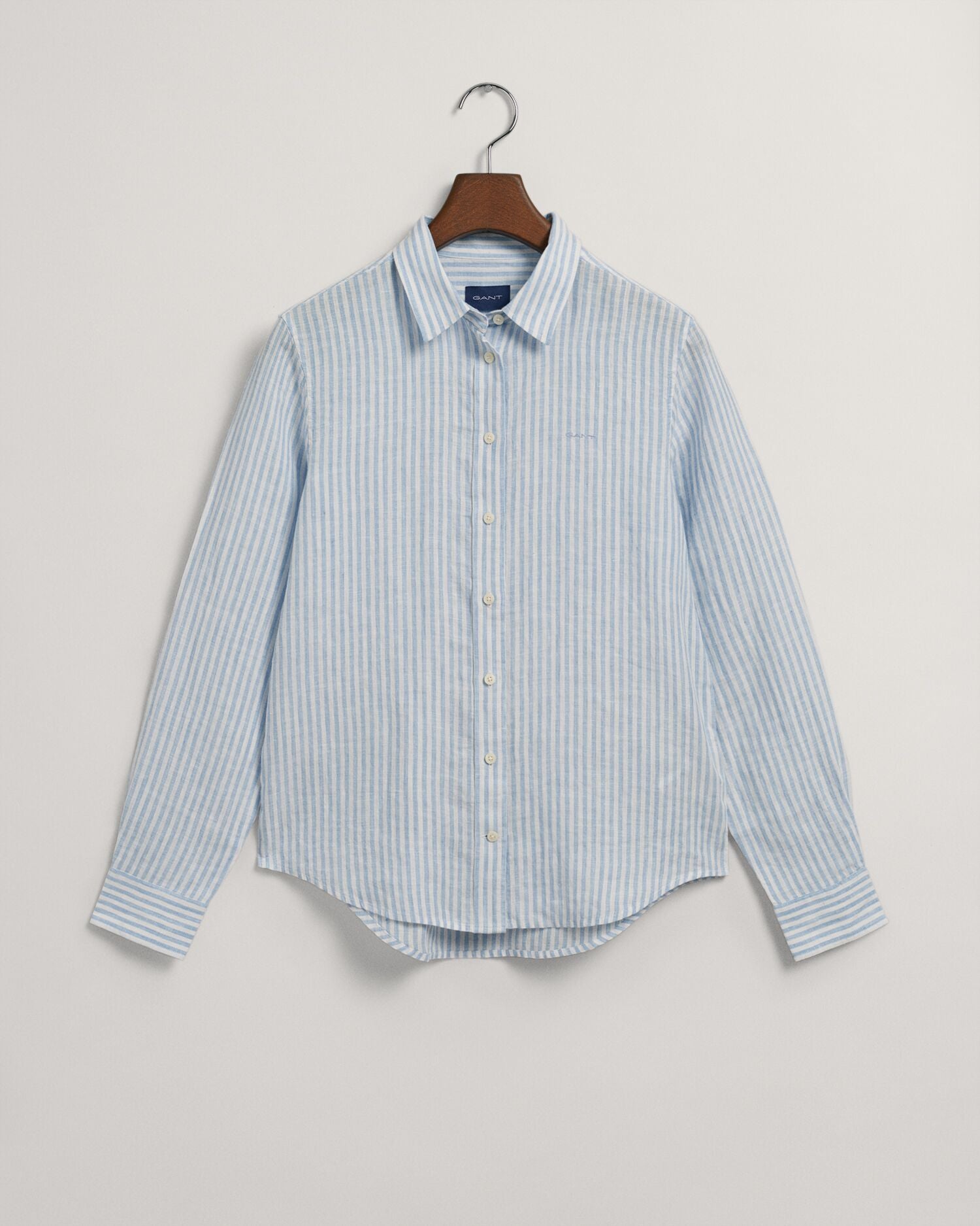 REG LINEN STRIPE SHIRT-GENTLE BLUE