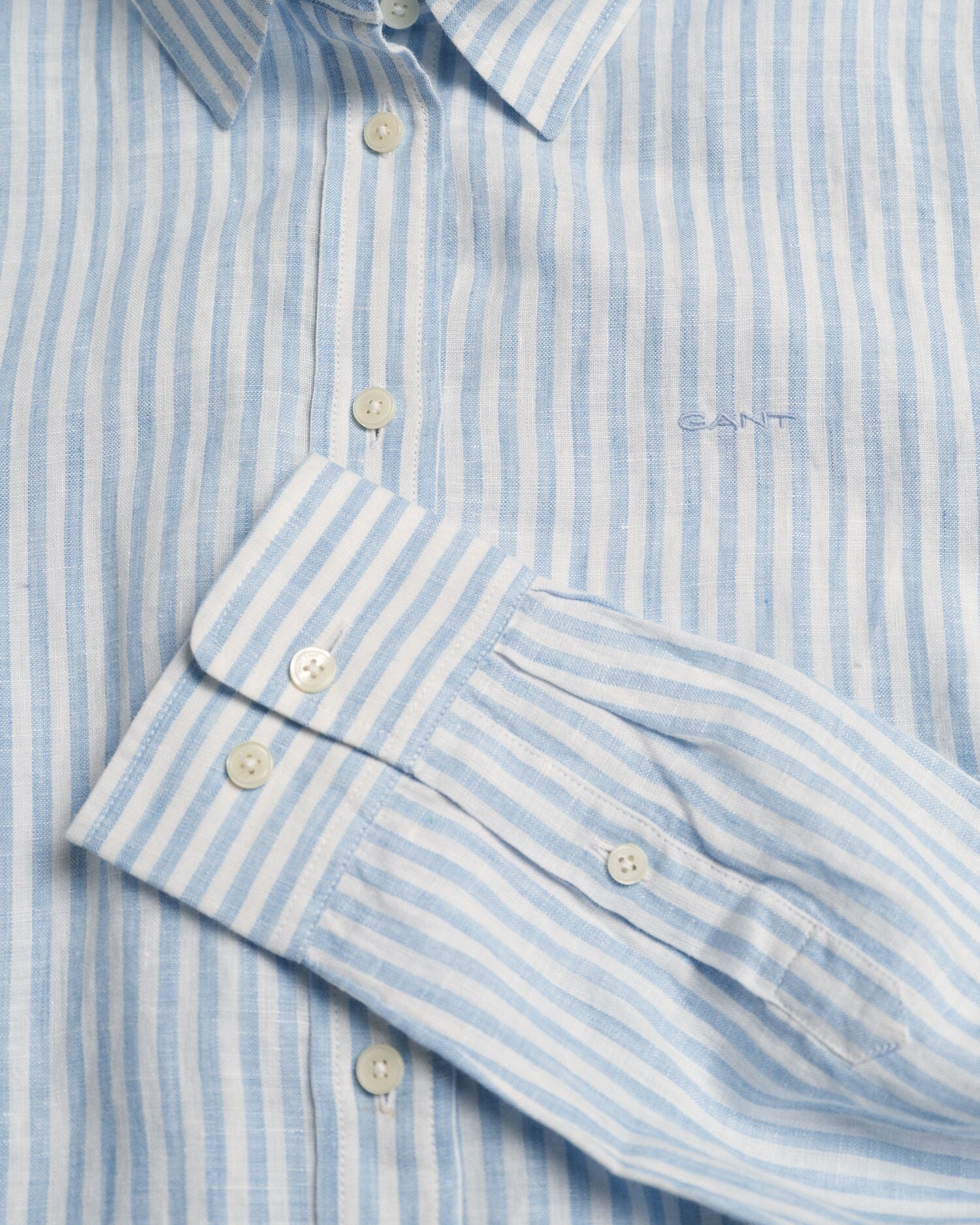 REG LINEN STRIPE SHIRT-GENTLE BLUE