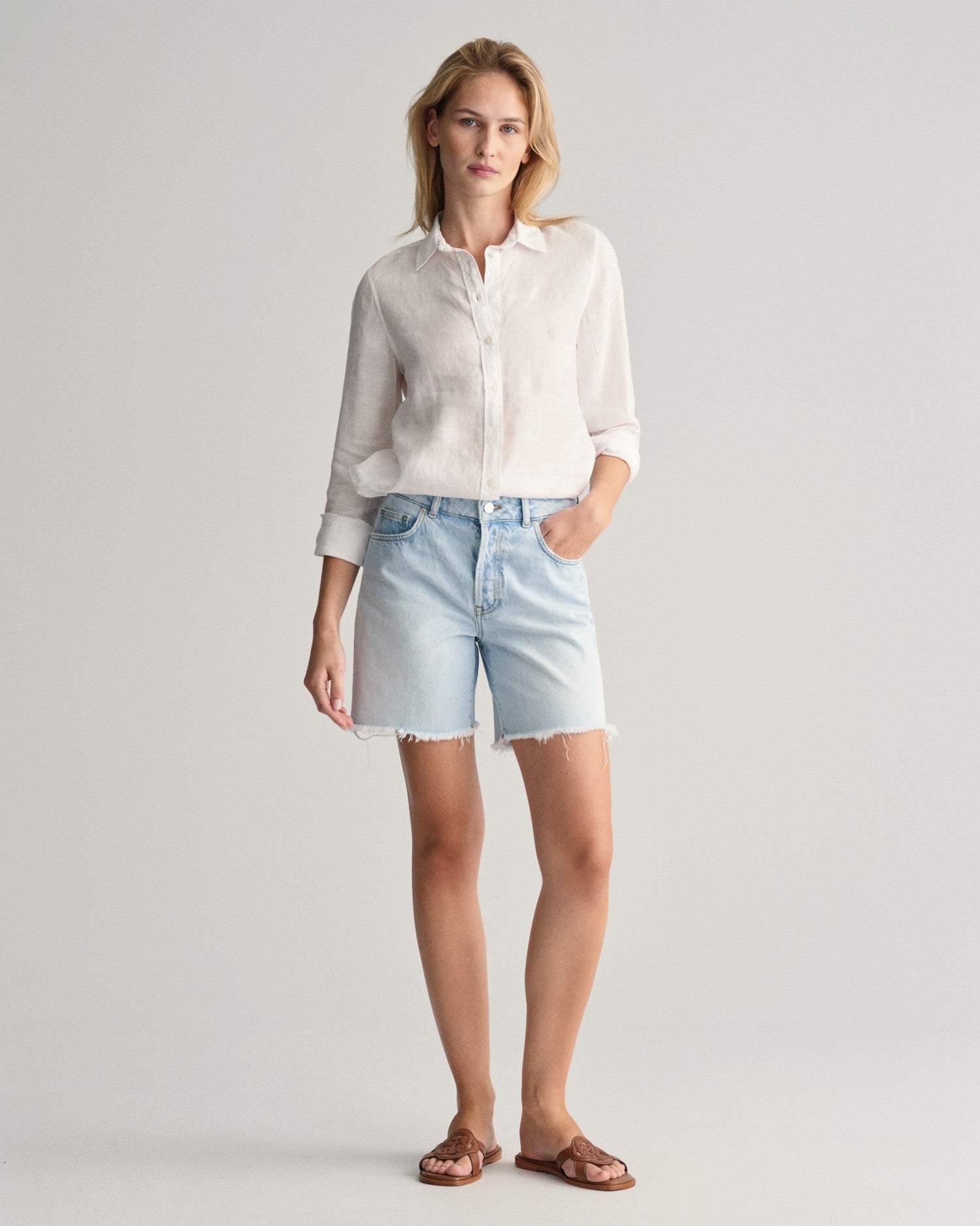 REG LINEN CHAMBRAY SHIRT-WHITE