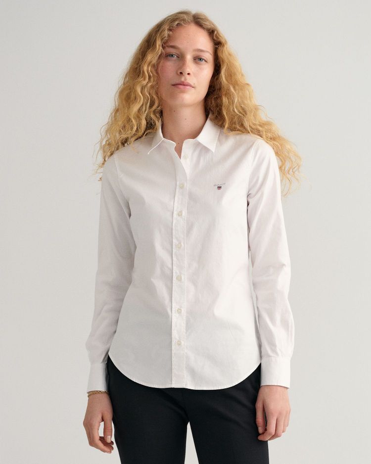 STRETCH OXFORD SOLID-WHITE