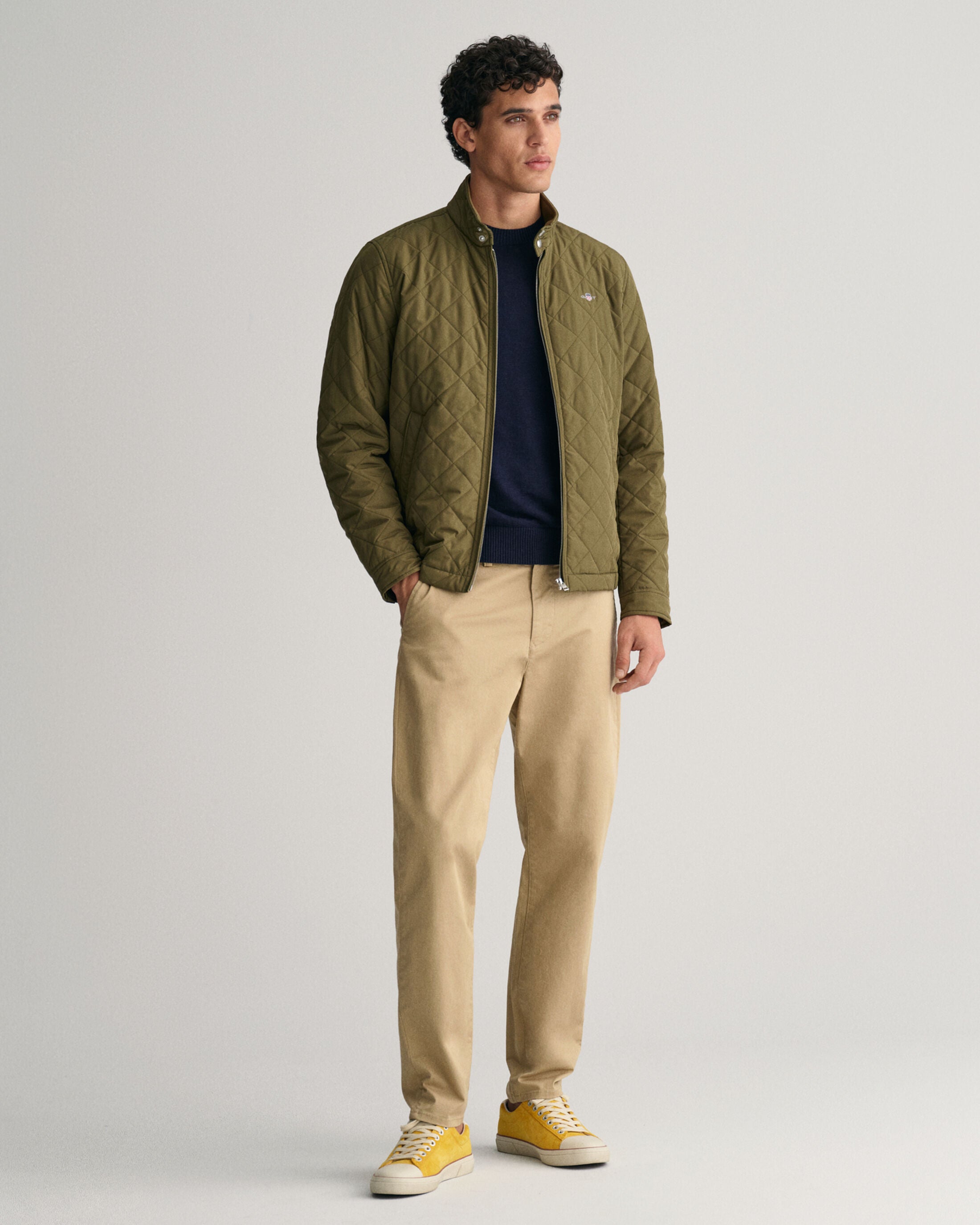 QUILTED WINDCHEATER-RACING GREEN