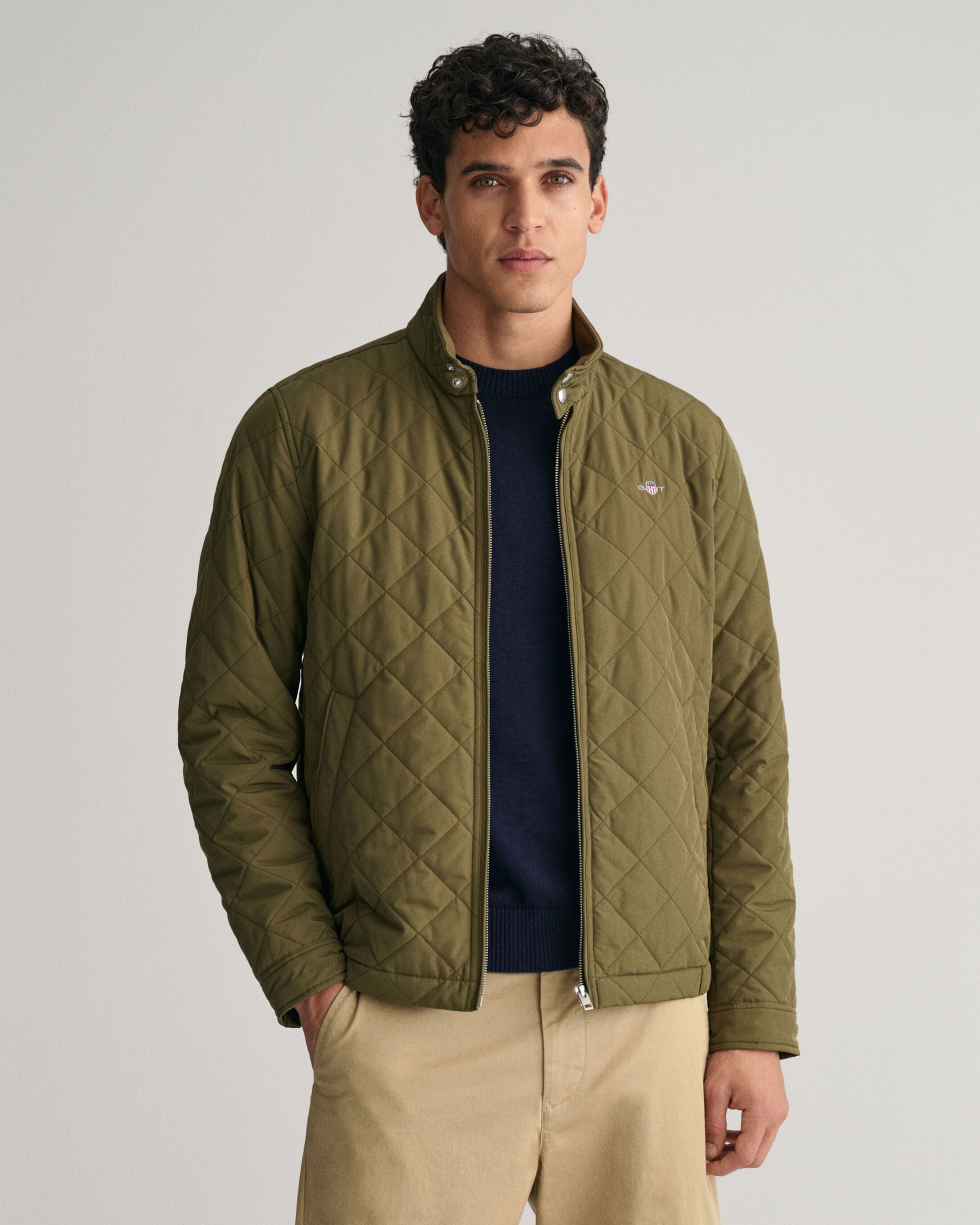QUILTED WINDCHEATER-RACING GREEN
