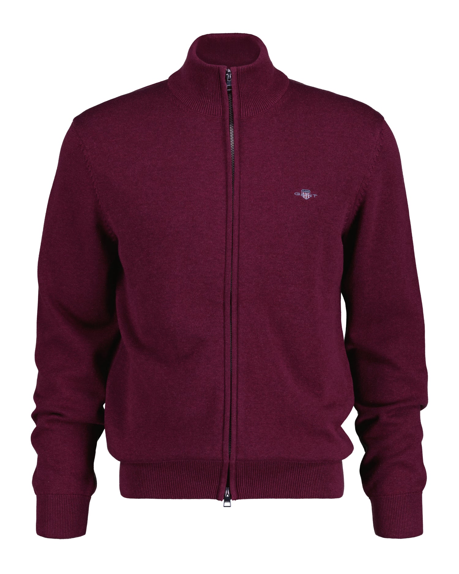 CASUAL COTTON ZIP CARDIGAN-PLUMPED RED