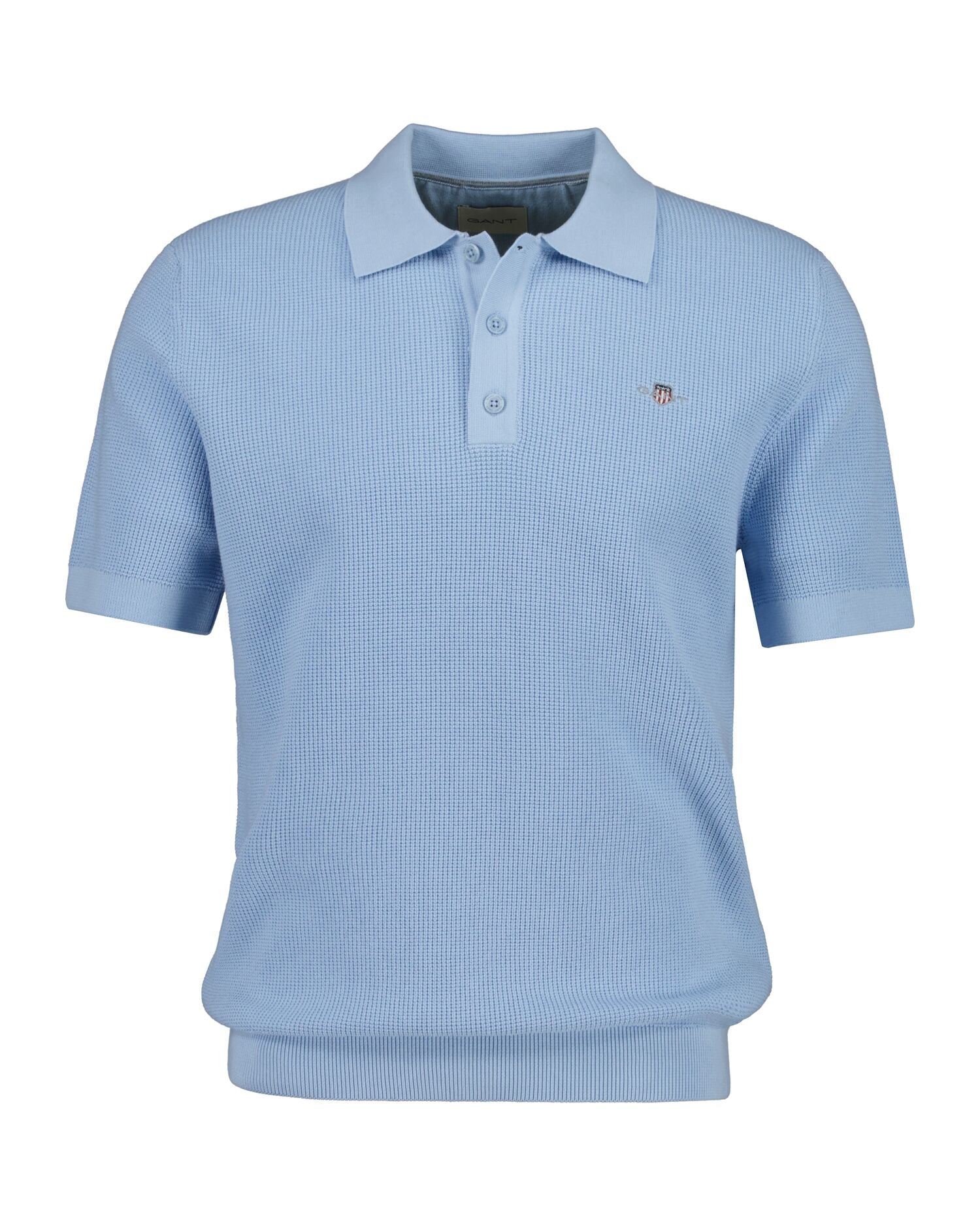 MICRO TEXTURED COTTON SS POLO-FRESH BLUE