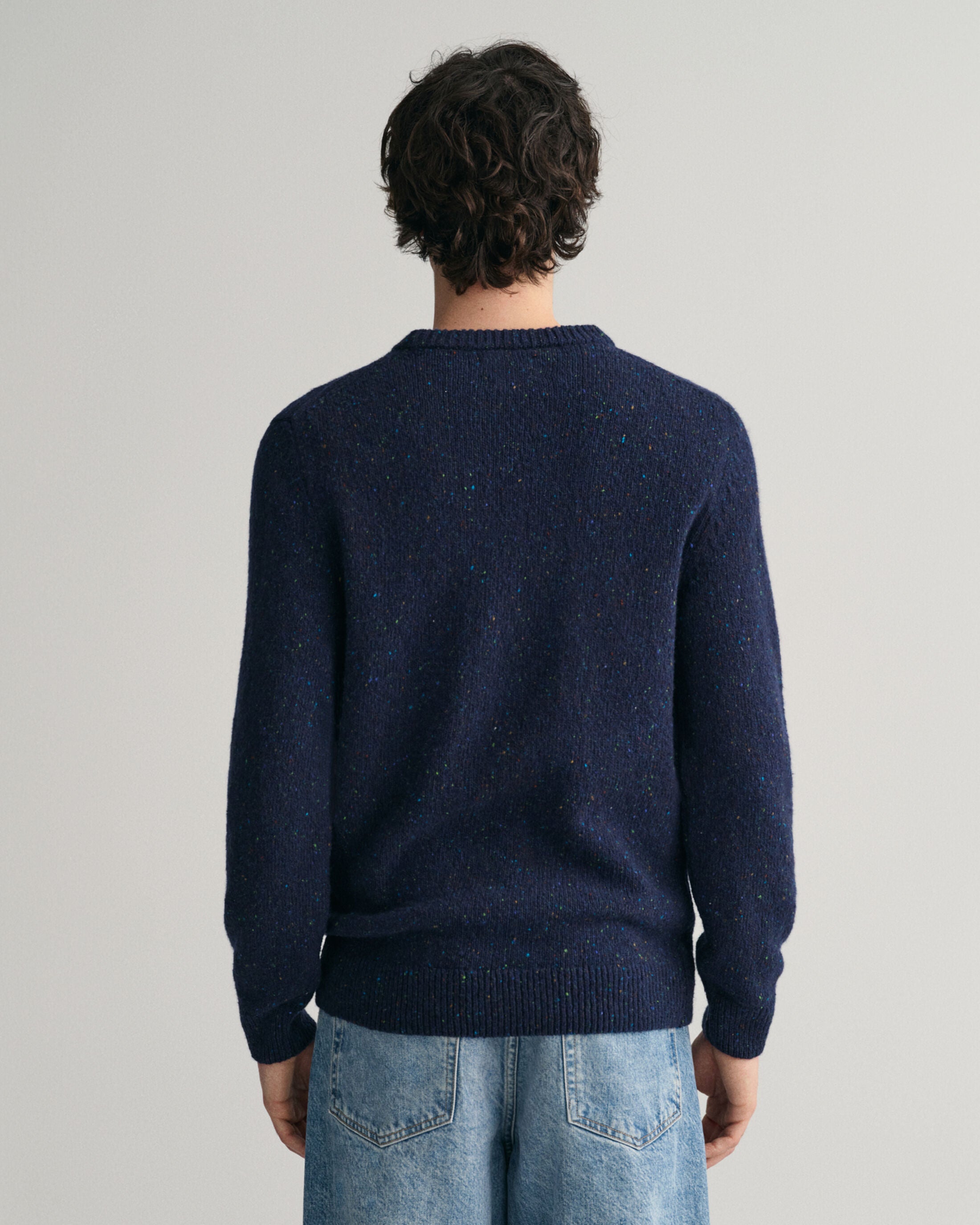 WOOL NEPS C-NECK-EVENING BLUE