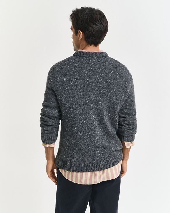 WOOL BLEND NEPS C-NECK-CHARCOAL MELANGE